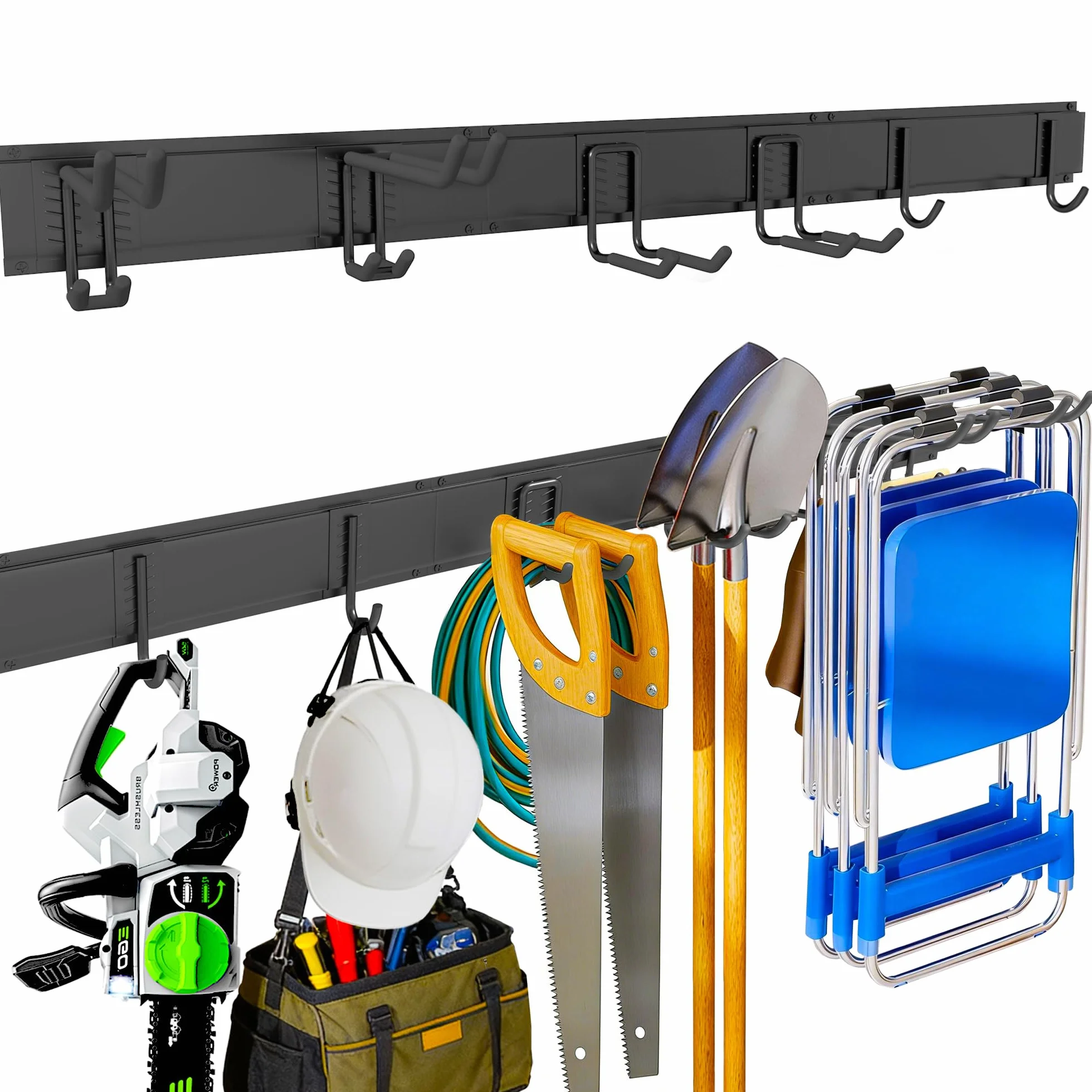 Ultrawall Organizer na narzędzia ogrodowe, 122 cm organizer na narzędzia garażowe, uchwyt ścienny, wytrzymałe stalowe uchwyty ścienne na narzędzia, nośność 180 kg