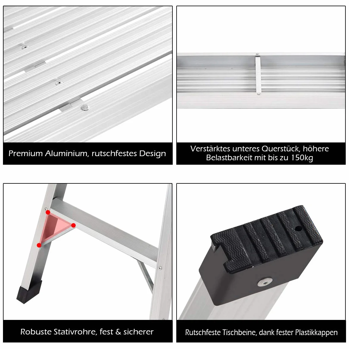 COSTWAY Aluminiowa platforma robocza, składana drabina z aluminiową platformą, składany stół warsztatowy, obciążenie do 150 kg, do garażu, ciężarówki, wewnątrz i na zewnątrz