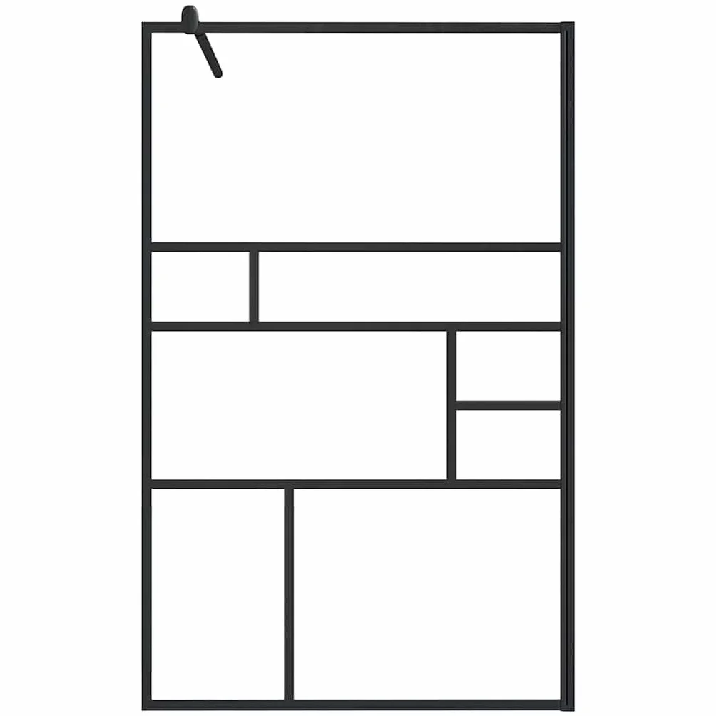 Ścianka prysznicowa do kabiny prysznicowej z przezroczystego szkła ESG 100 x 195 cm, z aluminiową ramą i czarnym sitodrukiem, regulowany profil do łazienki Walk In ochrona przed pryskaniem
