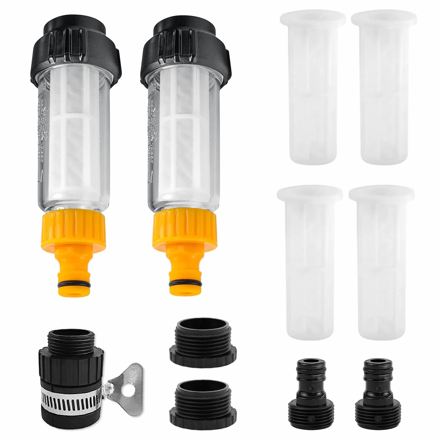 Zestaw filtrów do wody 3/4 cala z 4 wkładami i 5 adapterami do myjki wysokociśnieniowej