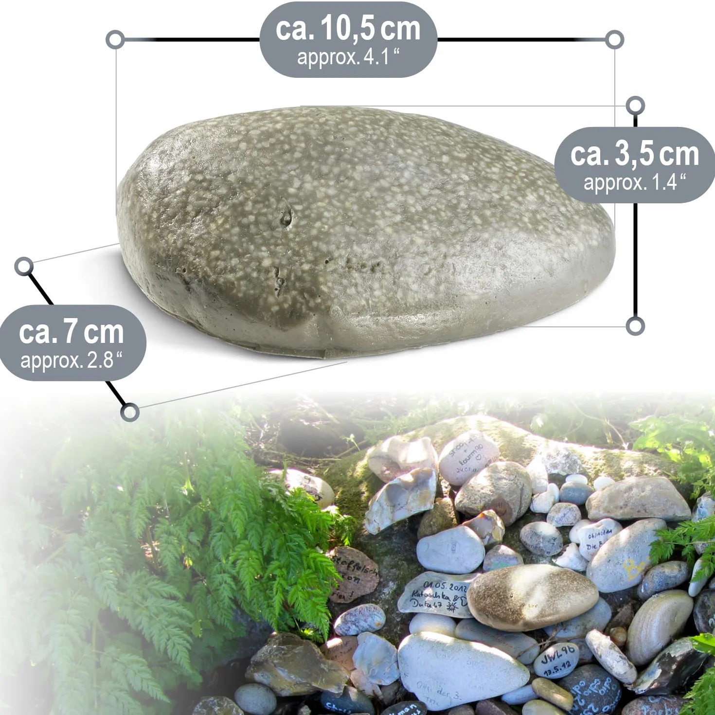 COM-FOUR® Key Stone „Pebblestone” - imitacja kamienia z tajna przegródka - sztuczna skala do geocachingu - kryjówka na klucze o wygladzie kamienia - kamienny manekin (1 sztuka - plaska)