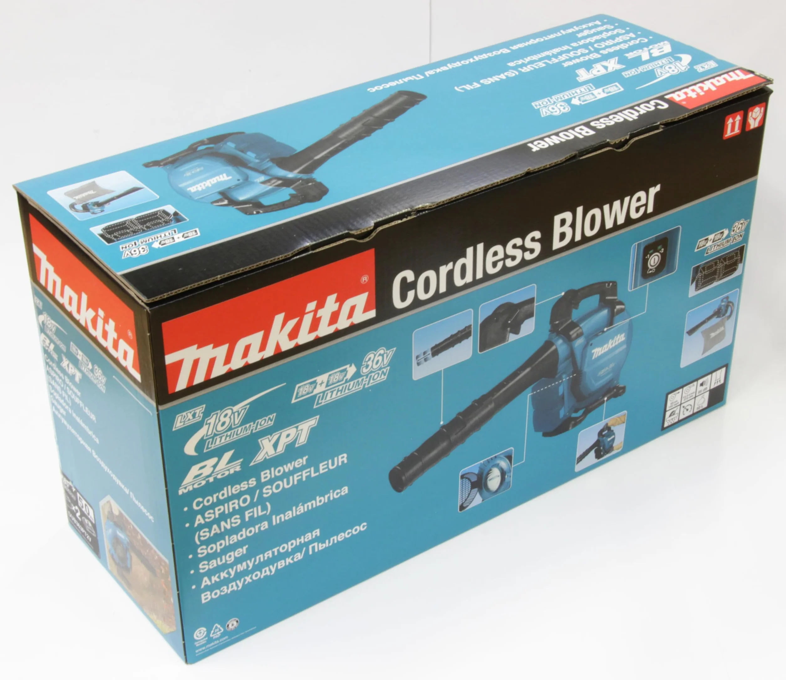 Makita DUB363PT2V akumulatorowa dmuchawa do liści/odkurzacz 2 x 18 V/5,0 Ah, 2 akumulatory + ładowarka z podwójną ładowarką