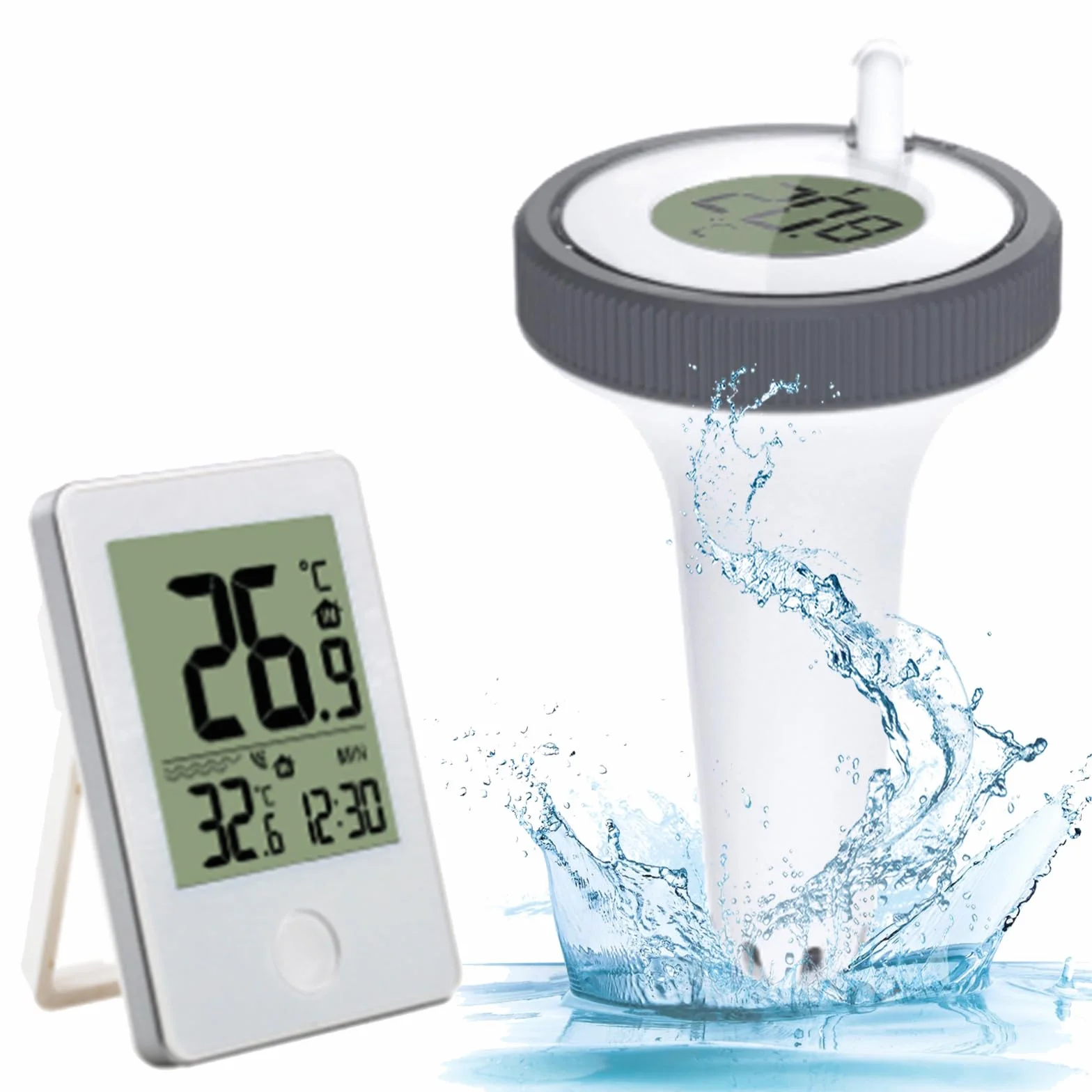 Cyfrowy bezprzewodowy termometr basenowy - wysoka dokładność, LCD, Wi-Fi, zasilanie bateryjne, od -40°C do +70°C, do basenu, akwarium, wanny