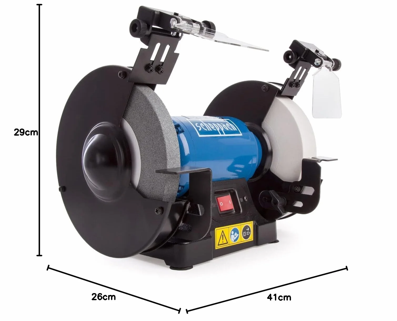 Scheppach Podwójna szlifierka SM200AL | moc 500 W | regulowana ochrona przed iskrami | tarcza szlifierska Ø 200 mm | w zestawie tarcza szlifierska i ścierna