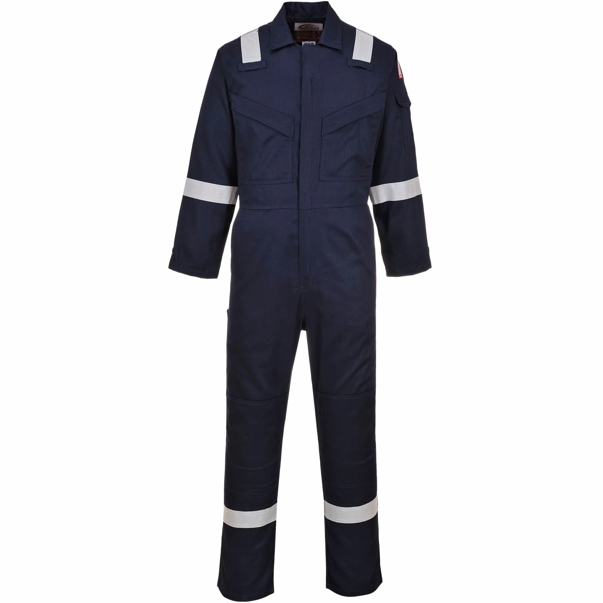 Portwest FR21 Kombinezon roboczy Bizflame Niska Waga Ochrona Antystatyczna | Granatowy, M, EN ISO 11612, EN 1149-5, EN ISO 11611, EN 17353, Krótki Rękaw, Kieszenie na Nakolanniki, Super Lekki, Poliester