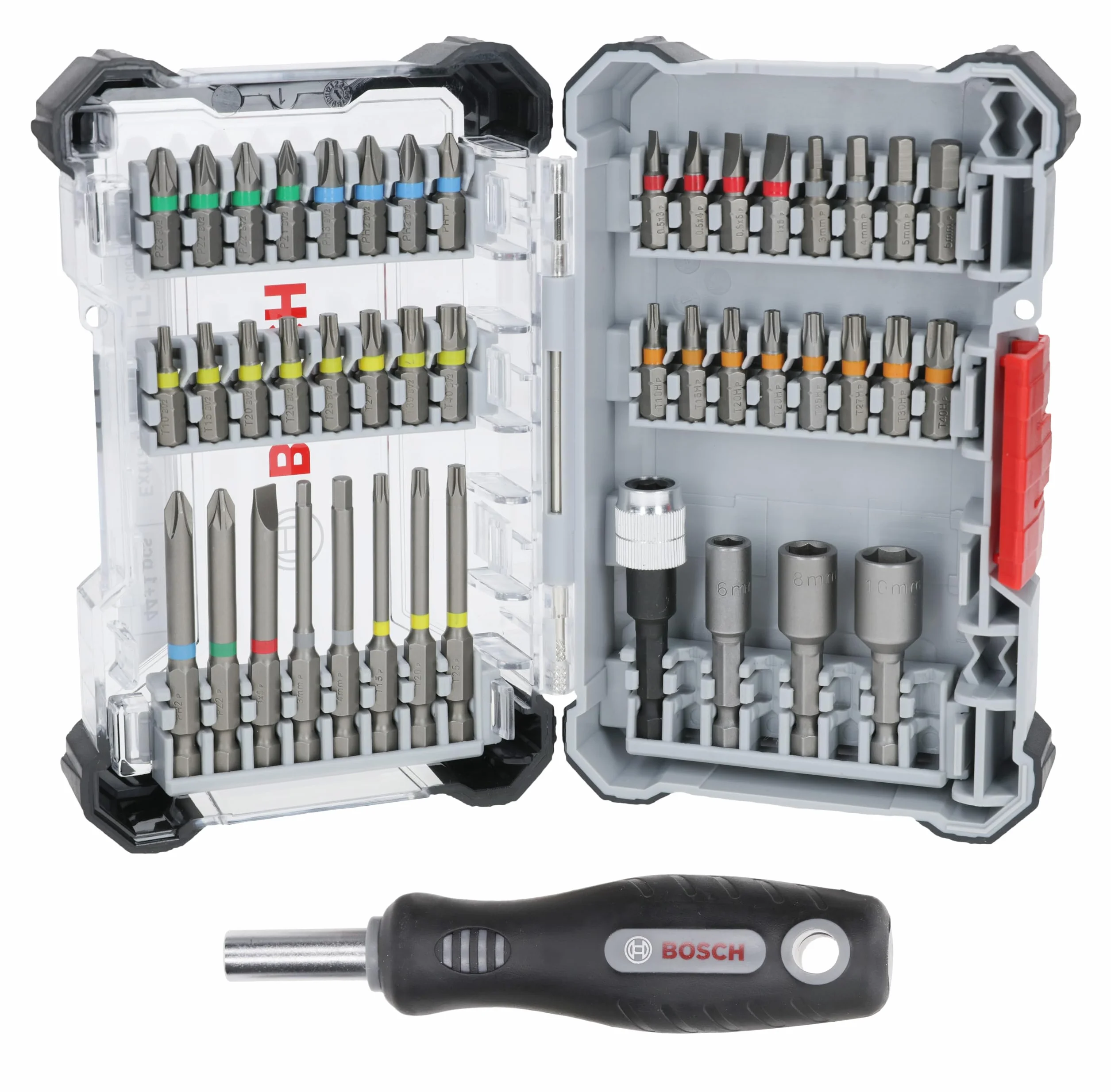 Bosch 45x Extra Hard zestaw bitów do wkrętarek, 44 + 1-częściowy (168 x 110,5 mm, profesjonalne akcesoria śrubokręt, wiertarko-wkrętarka)