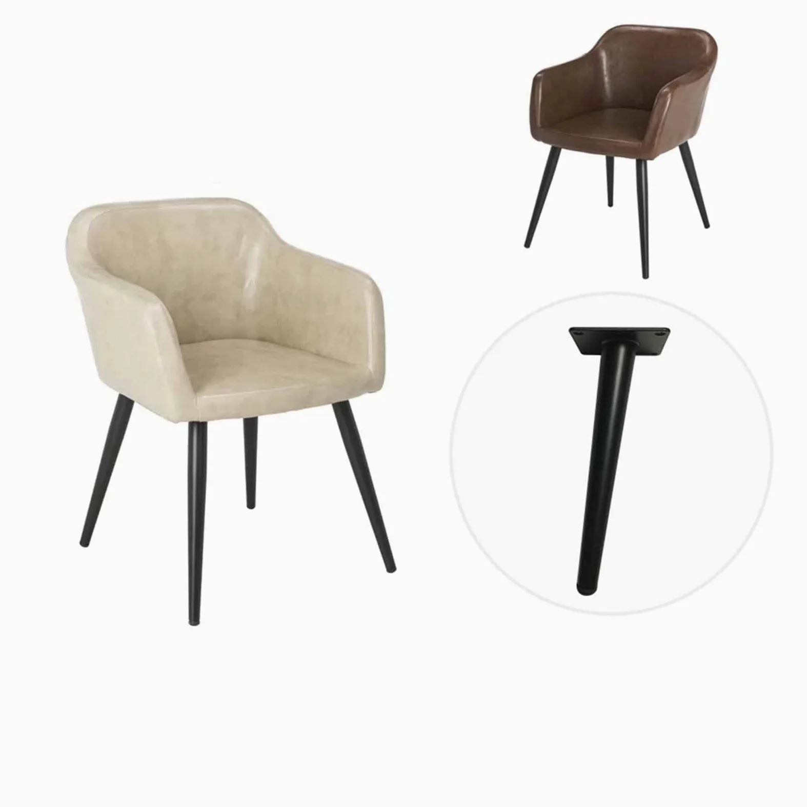 Stopki Blackniture Stopki sofy Stopki szafki, Nogi stolika kawowego Metalowe nóżki stołu Stopki szafki Tv nachylona rura stożkowa//12Cm