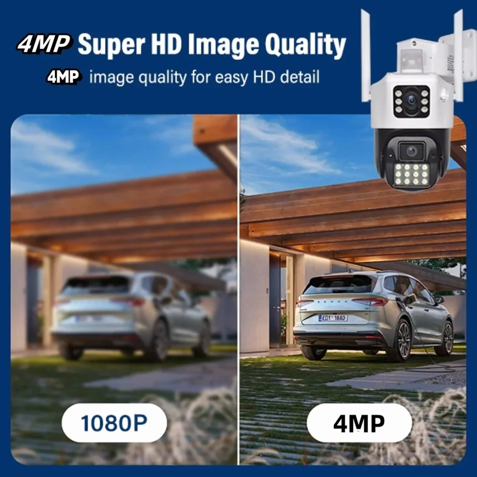 Kamera 5MP z dwoma ekranami WiFi PTZ z detekcją człowieka AI, zewnętrzna kamera monitoringu CCTV 4K, kamera IP do monitoringu(5MP NO SD Card)