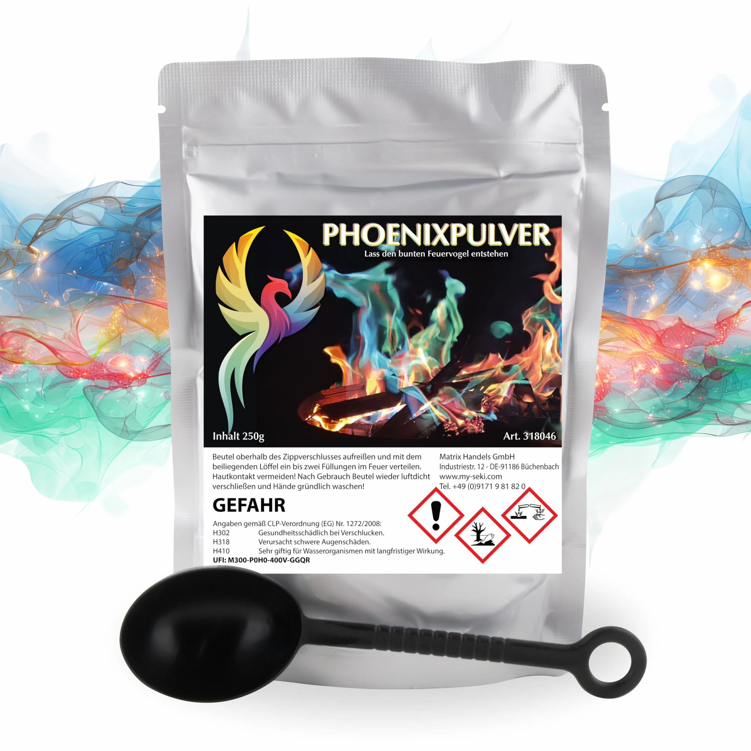 Phönix proszek 250 gramów proszku ogniskiego; kolorowy ogień do kominka, pieca, ogniska, paleniska, na imprezy na świeżym powietrzu; magiczny proszek, Magic Fire, Mystical Fire