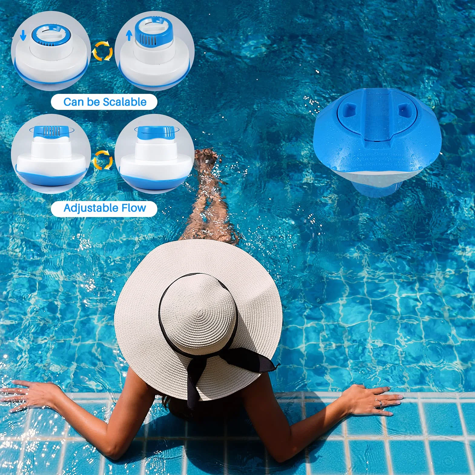 Pływający dozownik chloru automatyczny uchwyt na tablet do basenów spa jacuzzi