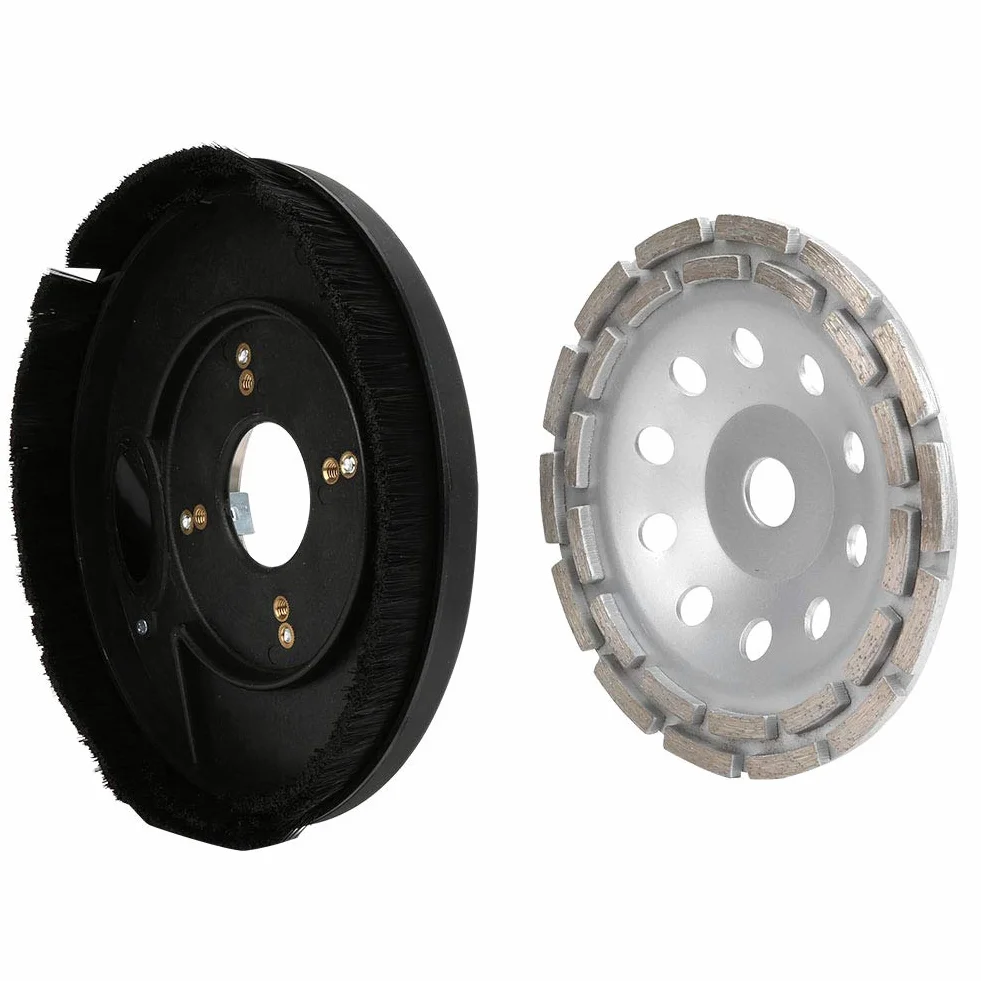 Osłona przeciwpyłowa PolyGen 180 mm z dołączoną tarczą szlifierską 180 mm, regulowany zacisk 48–76 mm, akcesoria do szlifierek kątowych do bezpyłowej pracy na podłogach betonowych