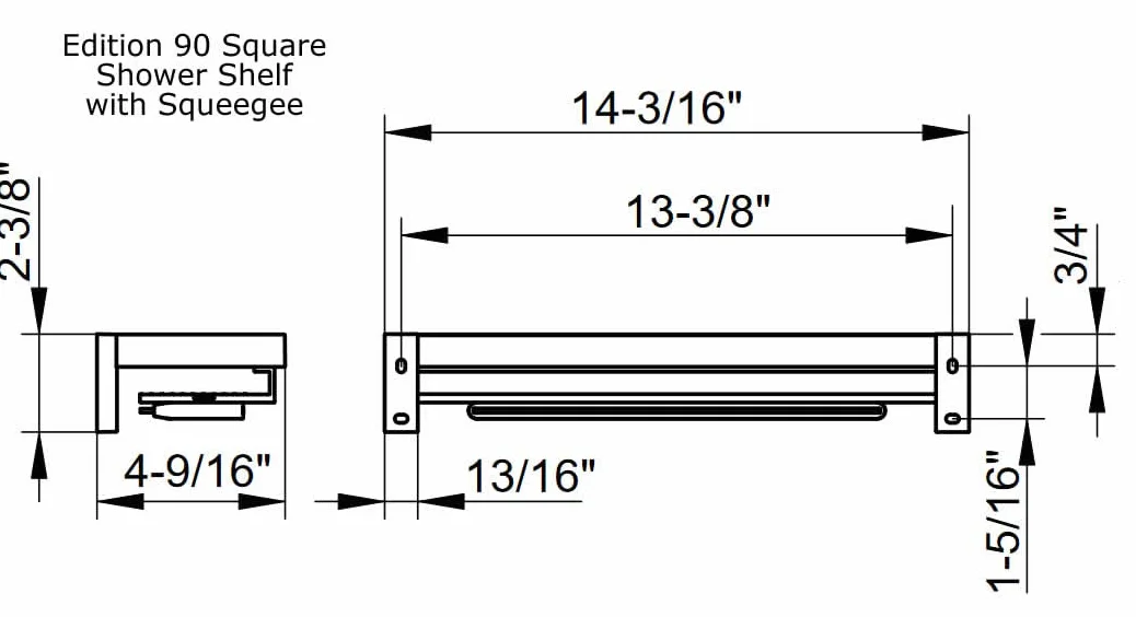 KEUCO EDITION 90 Square półka prysznicowa 34 cm, aluminium chromowane, Made in Germany, ze śrubami i kołkami, regał prysznicowy do wiercenia