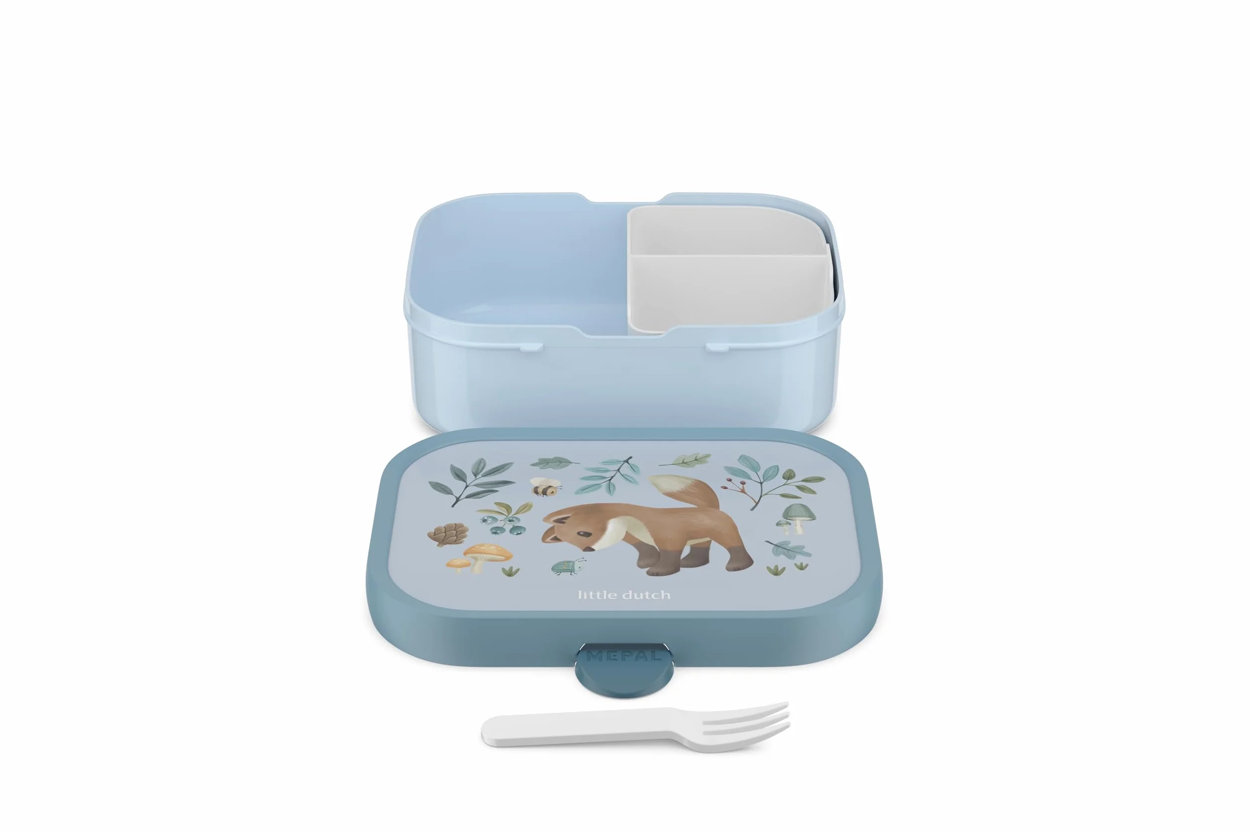 Mepal Pudełko na Lunch dla Dzieci Campus Little Dutch, Pudełko Bento, Pudełko na Przekąski Z Zapięciem na Klips, Bez BPA, Nadaje się do Mycia w Zmywarce, 750 ml, Forest Friends