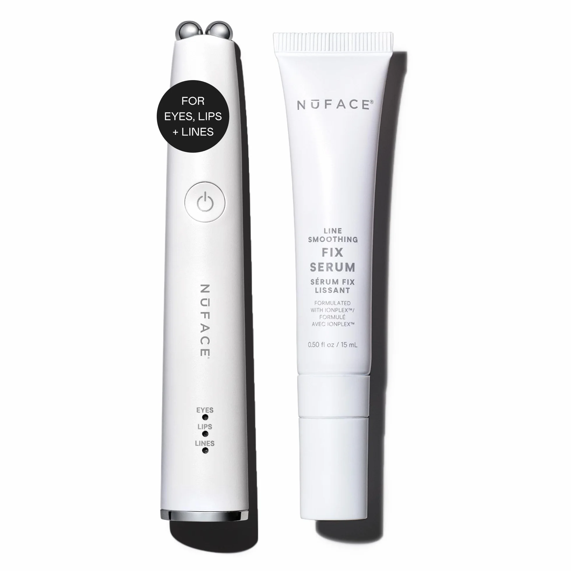 NuFACE FIX MicroWand - urządzenie mikroprądowe + aktywator serum do leczenia linii czoła, kurzych łapek, pod oczami, linii uśmiechu i pełniej wyglądających ust