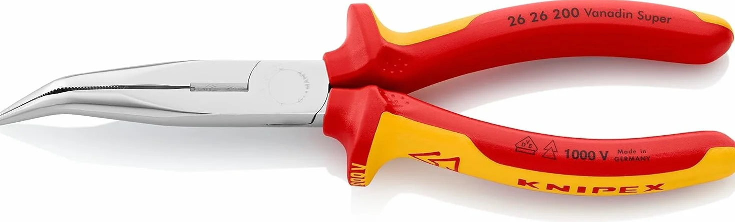 KNIPEX Szczypce tnące półokrągłe (wydłużone typu bociani dziób”) chromowany z wielokomponentowymi osłonkami, izolowane wg VDE 200 mm, 26 26 200
