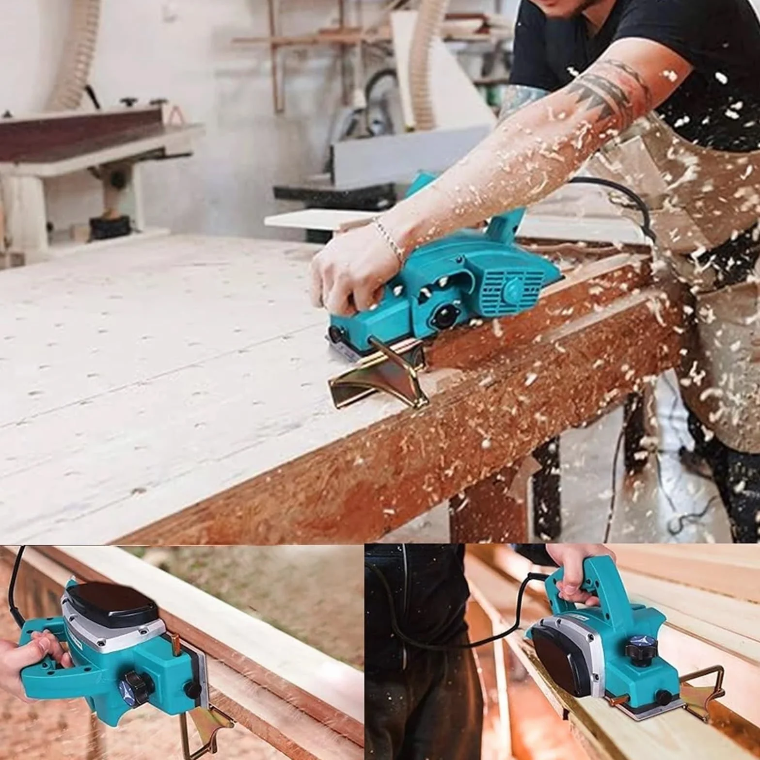 Wielofunkcyjna elektryczna strugarka biurkowa, przenośna ręczna do drewna, elektronarzędzia obróbki mebli domowych,Precyzja i kontrola