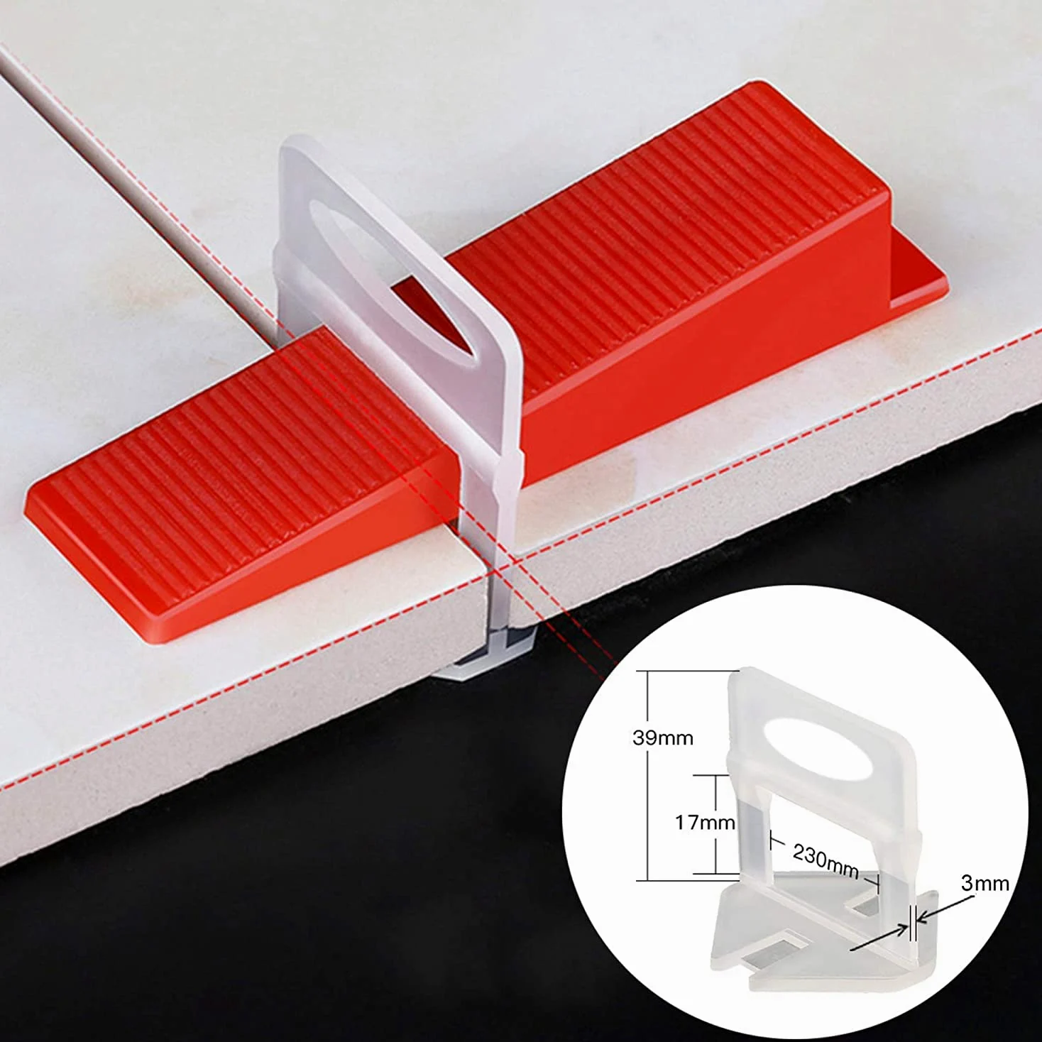 DIY Tiles Leveler Spacer, 1/8-calowy system poziomowania płytek, 400 sztuk klipsów dystansowych poziomujących i 100 sztuk klinów wielokrotnego użytku,Narzędzie do wyrównywania płytek