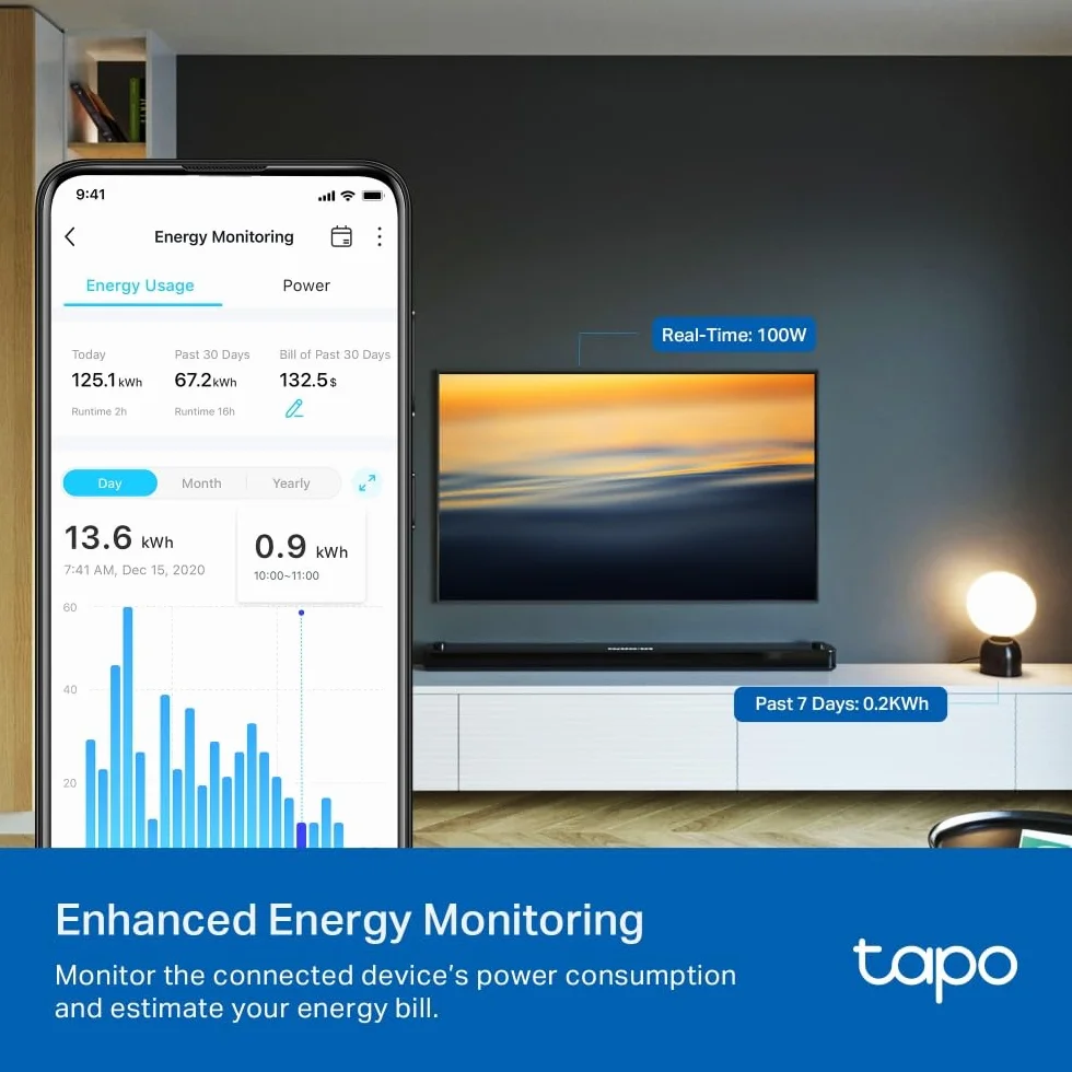 TP-Link Tapo P110 (2-pack) | Zestaw 2 inteligentnych gniazdek Wi-Fi z monitorowaniem zużycia energii | Harmonogramy | Zdalne sterowanie | Kompatybilne z Alexa i Google Home