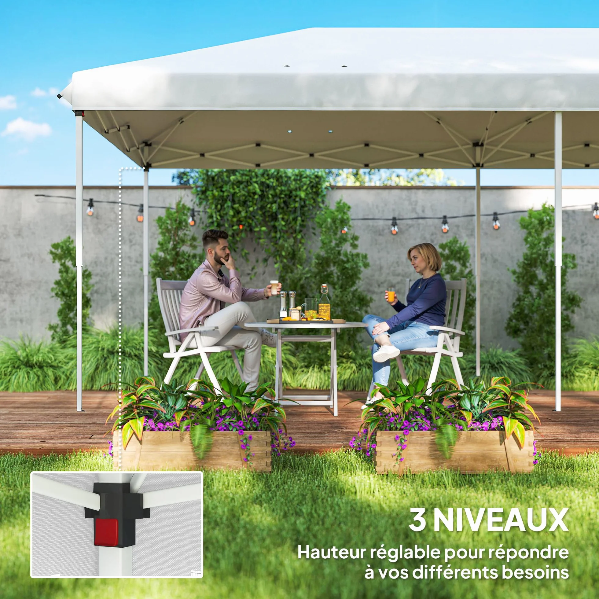 Outsunny Składany pawilon ogrodowy 6 x 3 m z moskitierami UV torba biały