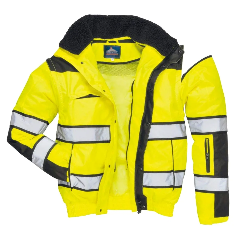 Portwest C466 Kurtka robocza 3-in-1 Elementy Odblaskowe Zamek Błyskawiczny | Żółty/Czarny, XL, EN ISO 20471 Klasa 3, EN 342, Krój Standardowy, Długi Rękaw, Unisex, 6 Kieszeni, 300D Oxford, Poliester