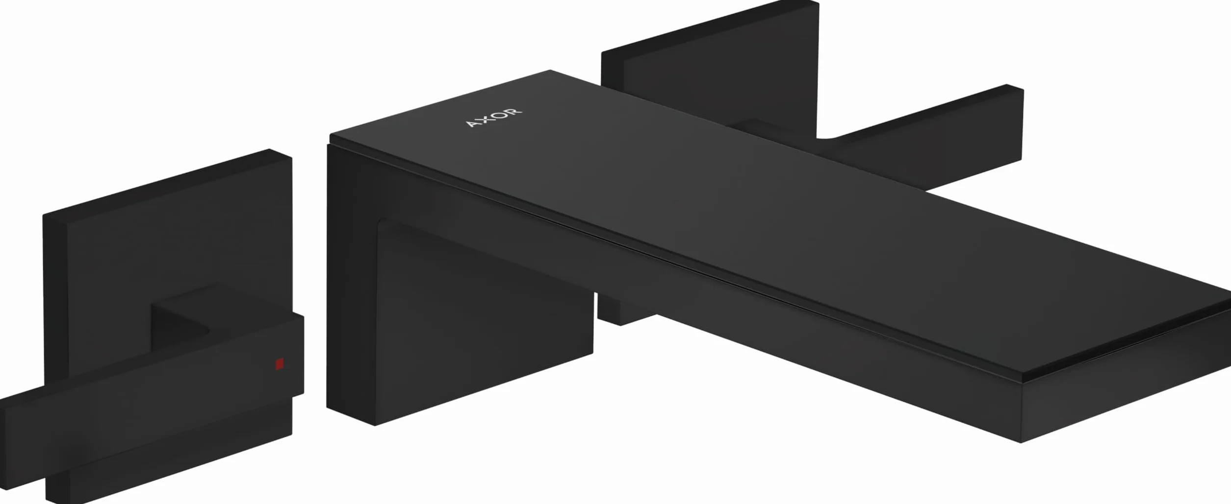 hansgrohe AXOR MyEdition 3-otworowa bateria umywalkowa, podtynkowa, z płytą, wysięgiem 221 mm, z zestawem odpływowym, 47080, kolor: czarny matowy czarny