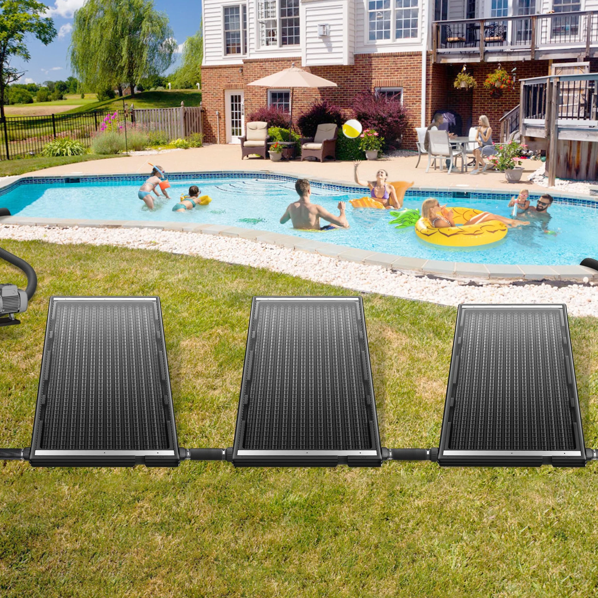 AufuN 2 zestawy ogrzewania basenu kolektor słoneczny 110 x 69 x 14 cm 10000 l/h mata solarna
