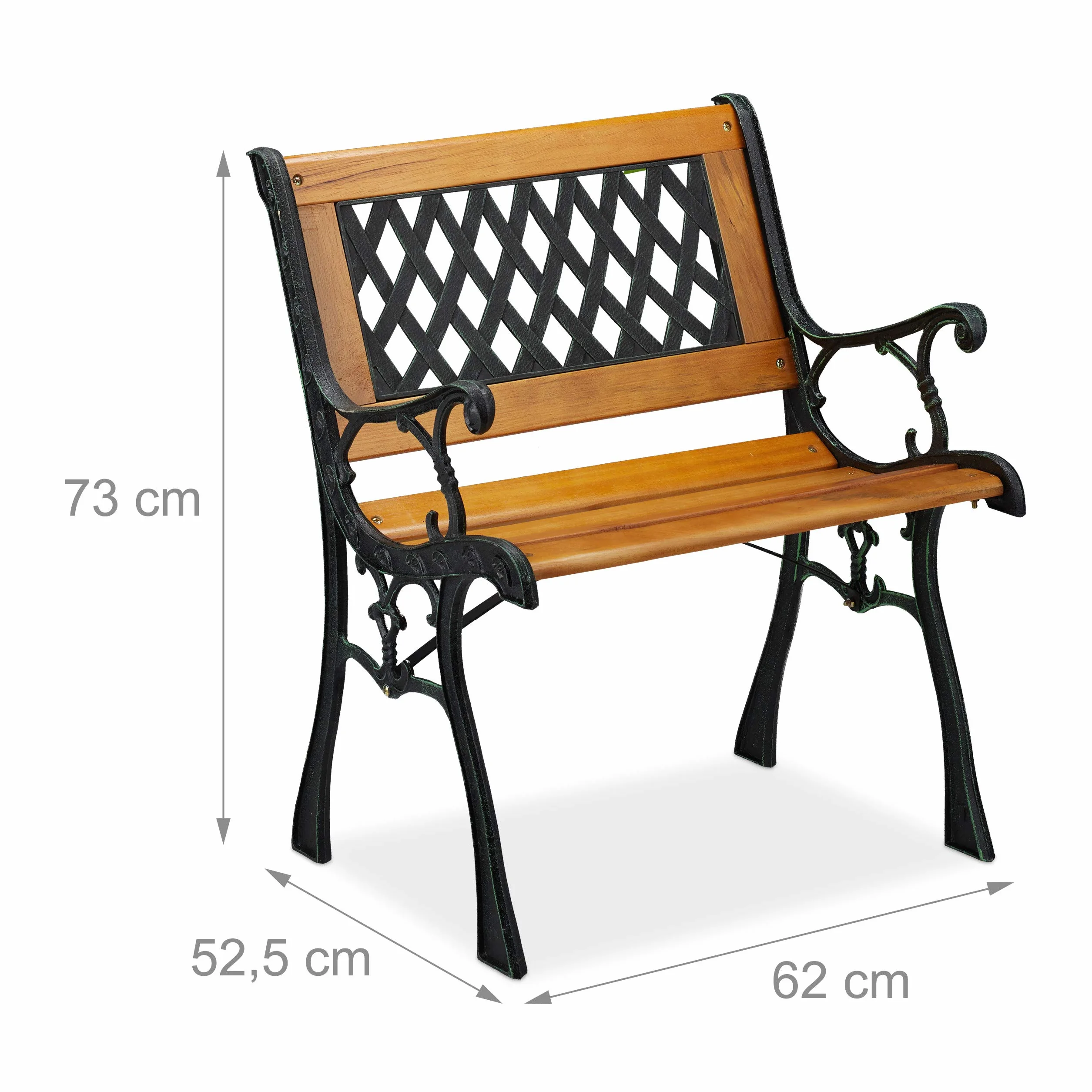 Relaxdays krzesło ogrodowe z podłokietnikami szerokie siedzisko vintage 73x62x52.5 cm jasnobrązowe czarne