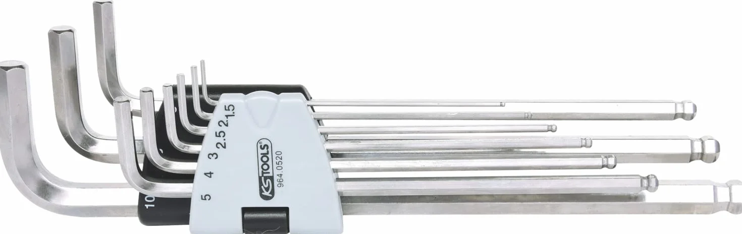 KS Tools 964.0520 STAL SZLACHETNA Zestaw kątowych kluczy imbusowych XL, 9-szt