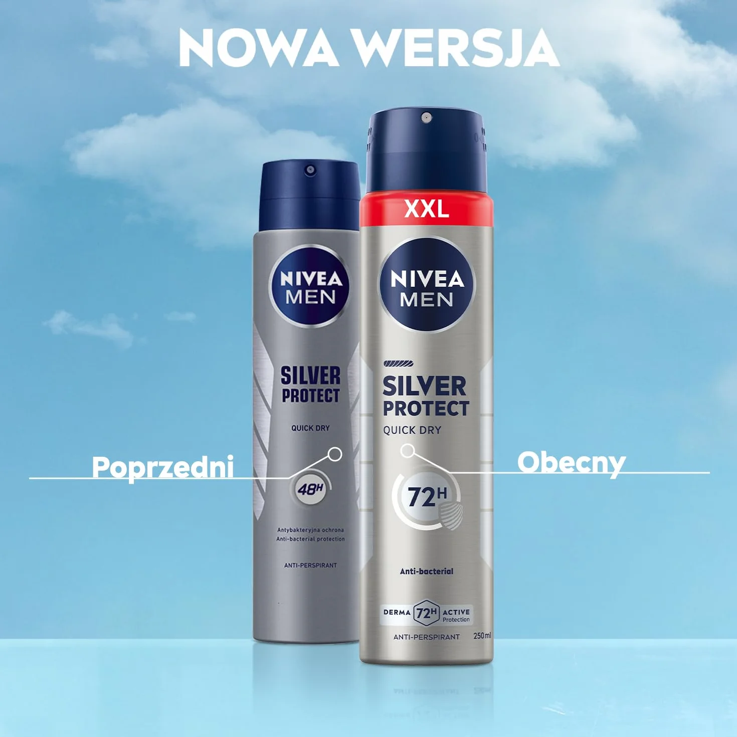 NIVEA MEN Silver Protect 72H Antybakteryjny antyperspirant w sprayu dla mężczyzn 250 ml