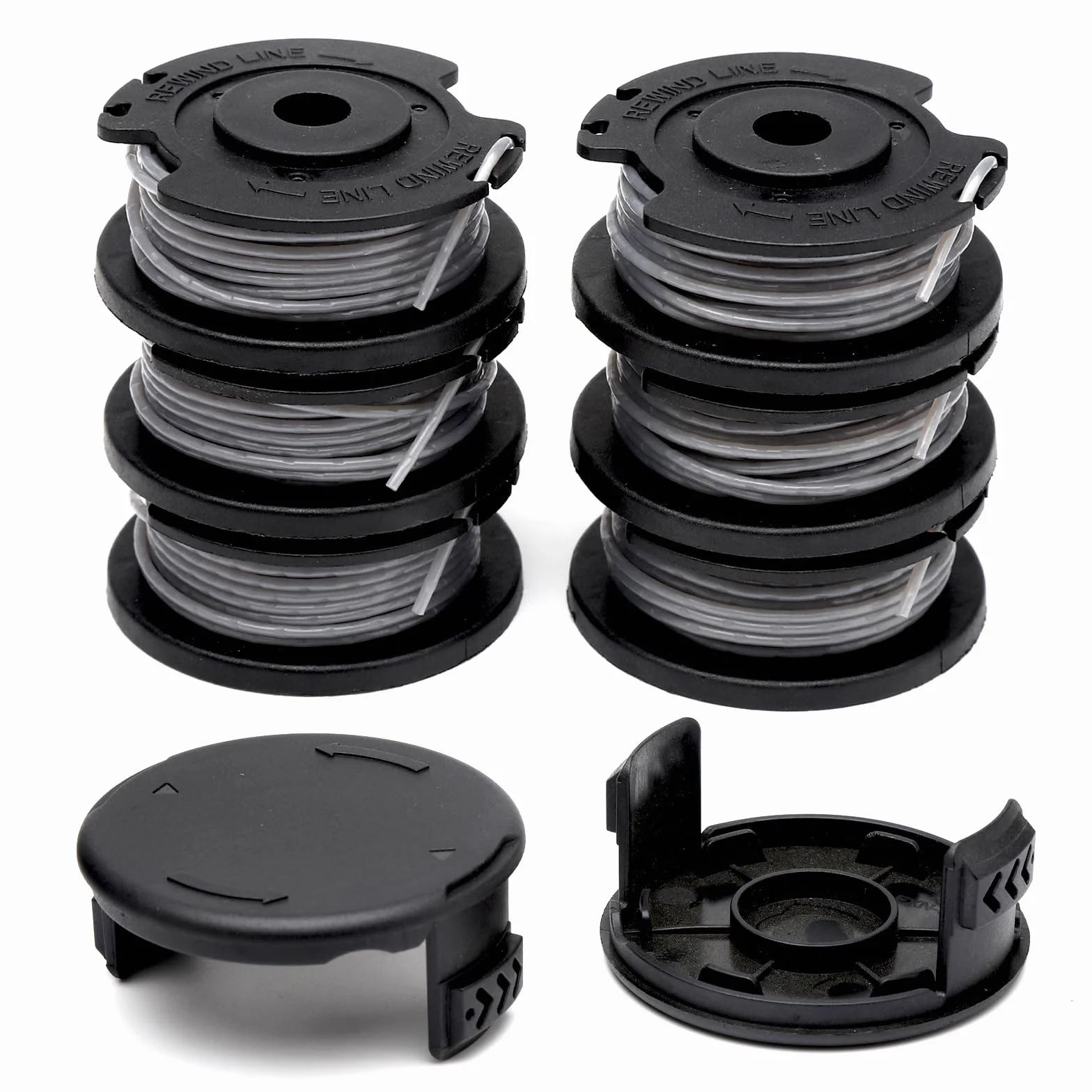 6 sztuk szpul z żyłką do podkaszarki zamiennych na Bosch, szpula 1,65mm F016800569/F016800385, nylonowa szpula do podkaszarki z 2 sztuk osłon szpuli, do akumulatorowych podkaszarek