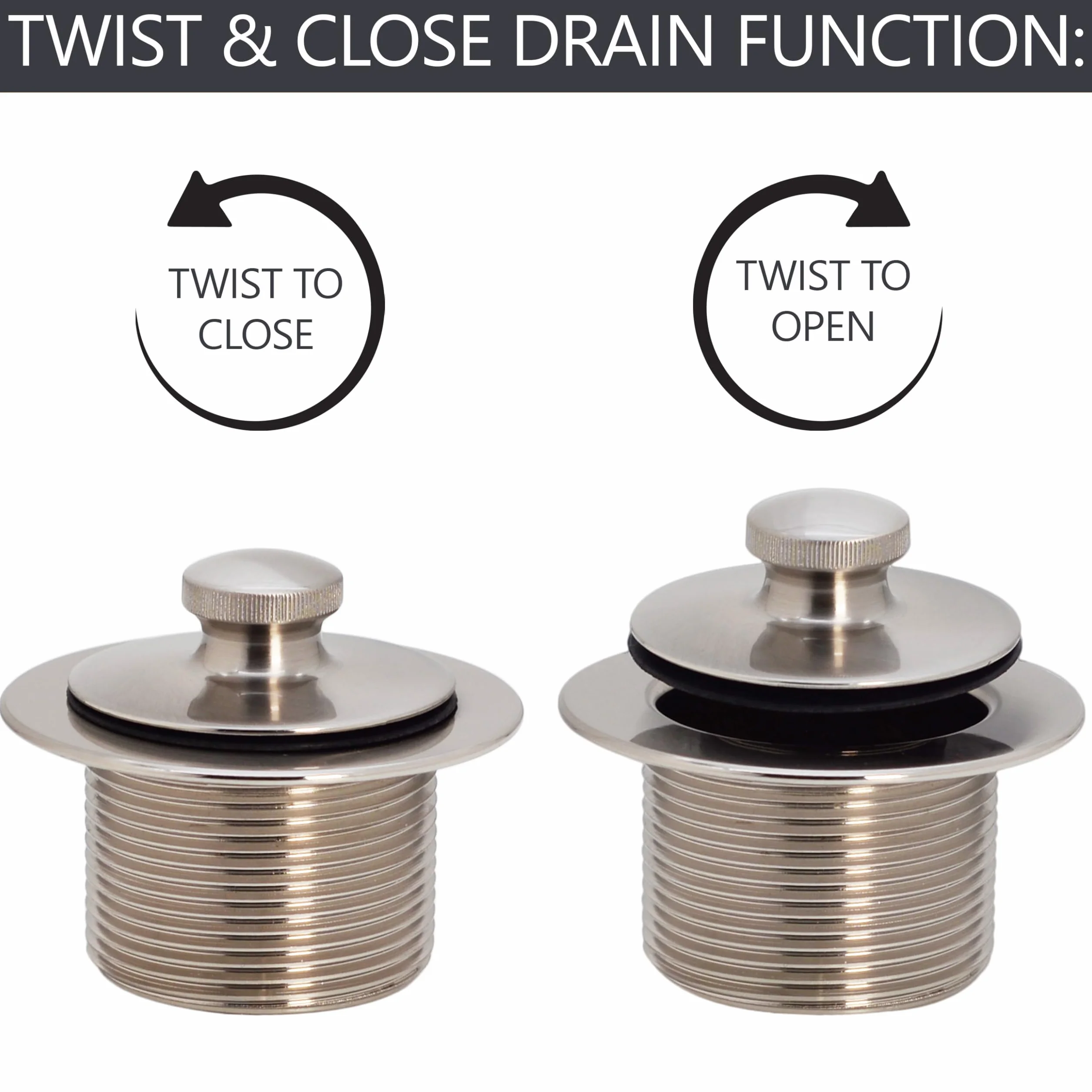 Westbrass D94-07 zestaw wykończeń Twist & Close, satynowy nikiel