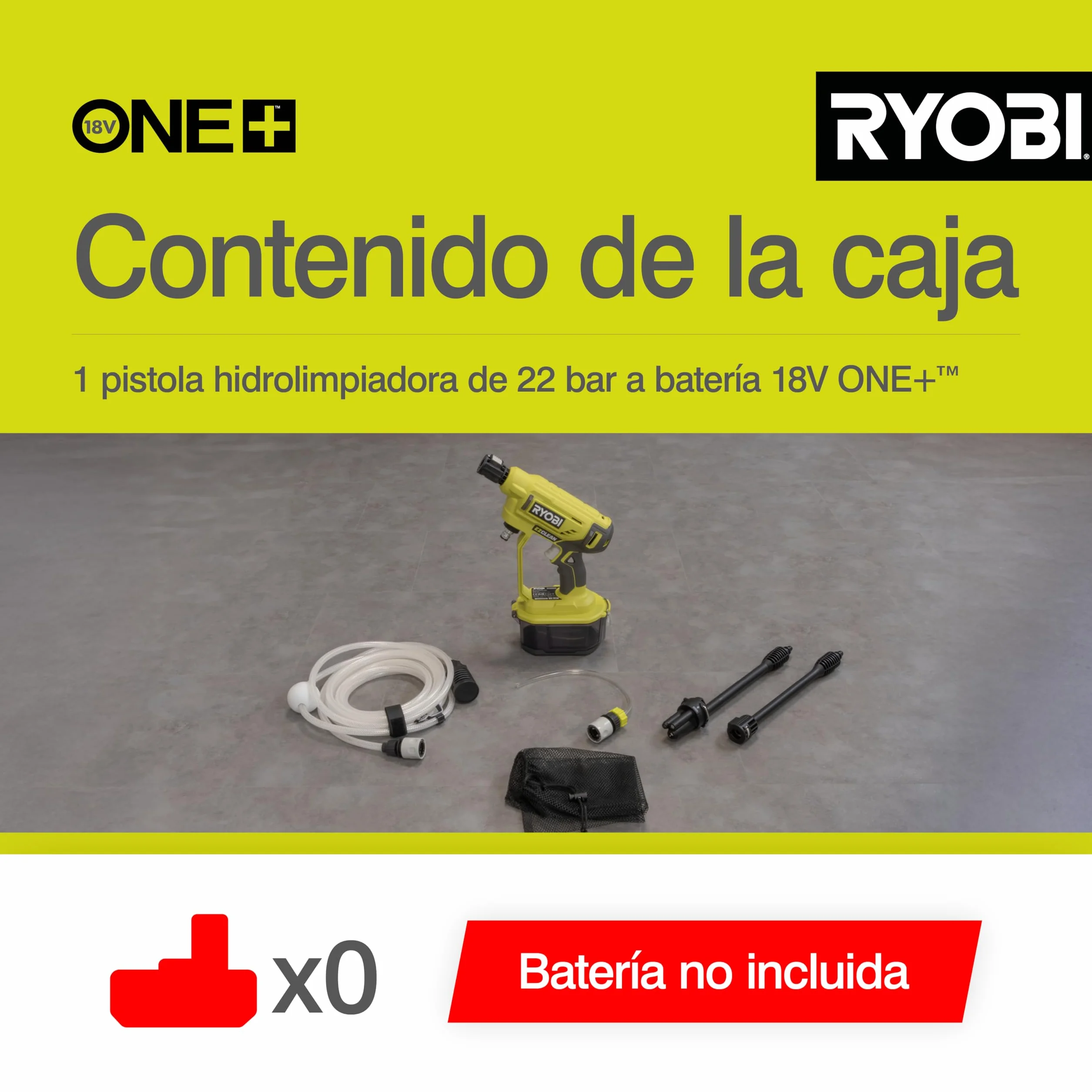 Ryobi RY18PW22A-0 Myjka Środkowego Ciśnienia 18V Akumulatorowa Dysza Turbo