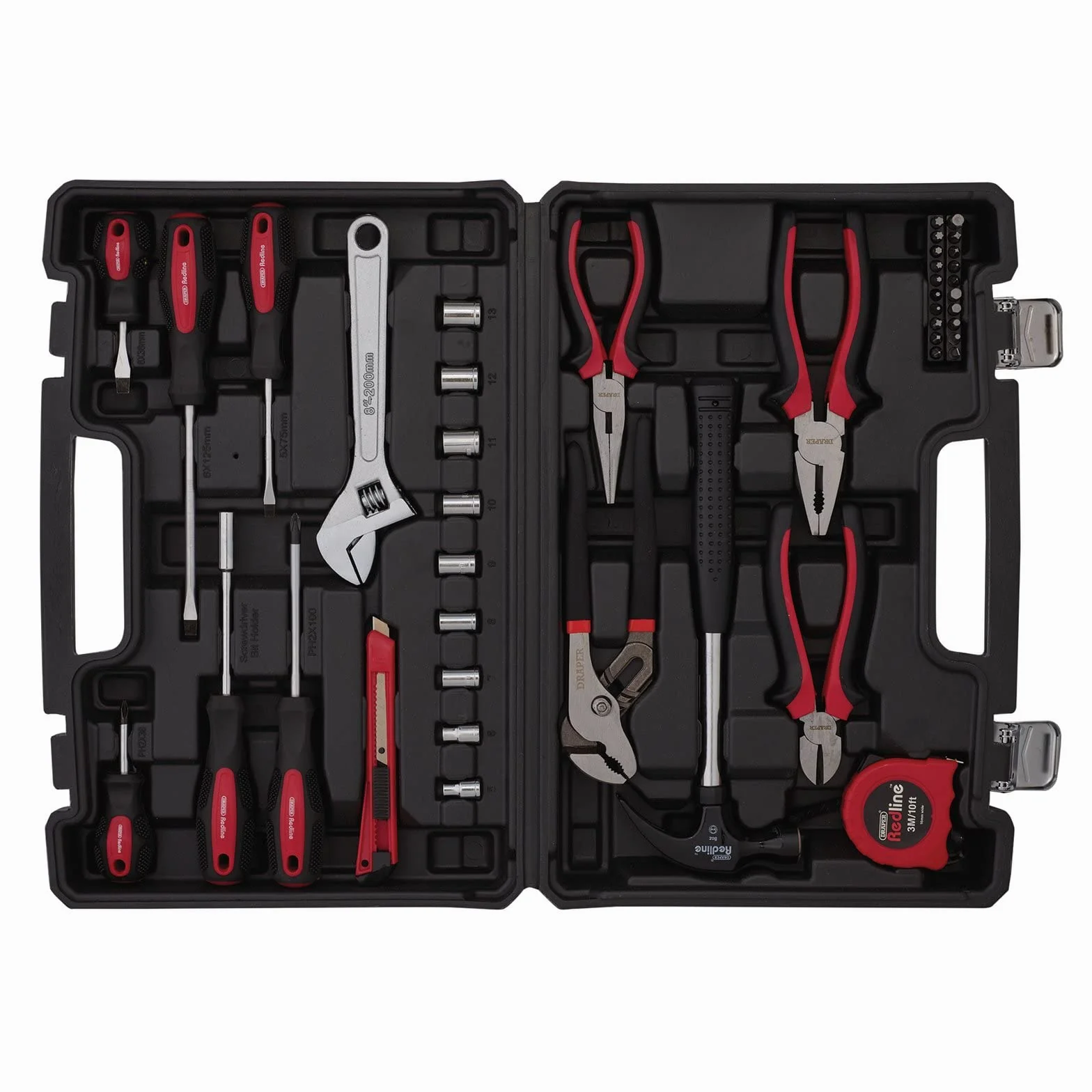 Draper 70382 zestaw narzędzi Redline (43 sztuki) zestawy narzędzi DIY, czerwony i czarny, jeden rozmiar