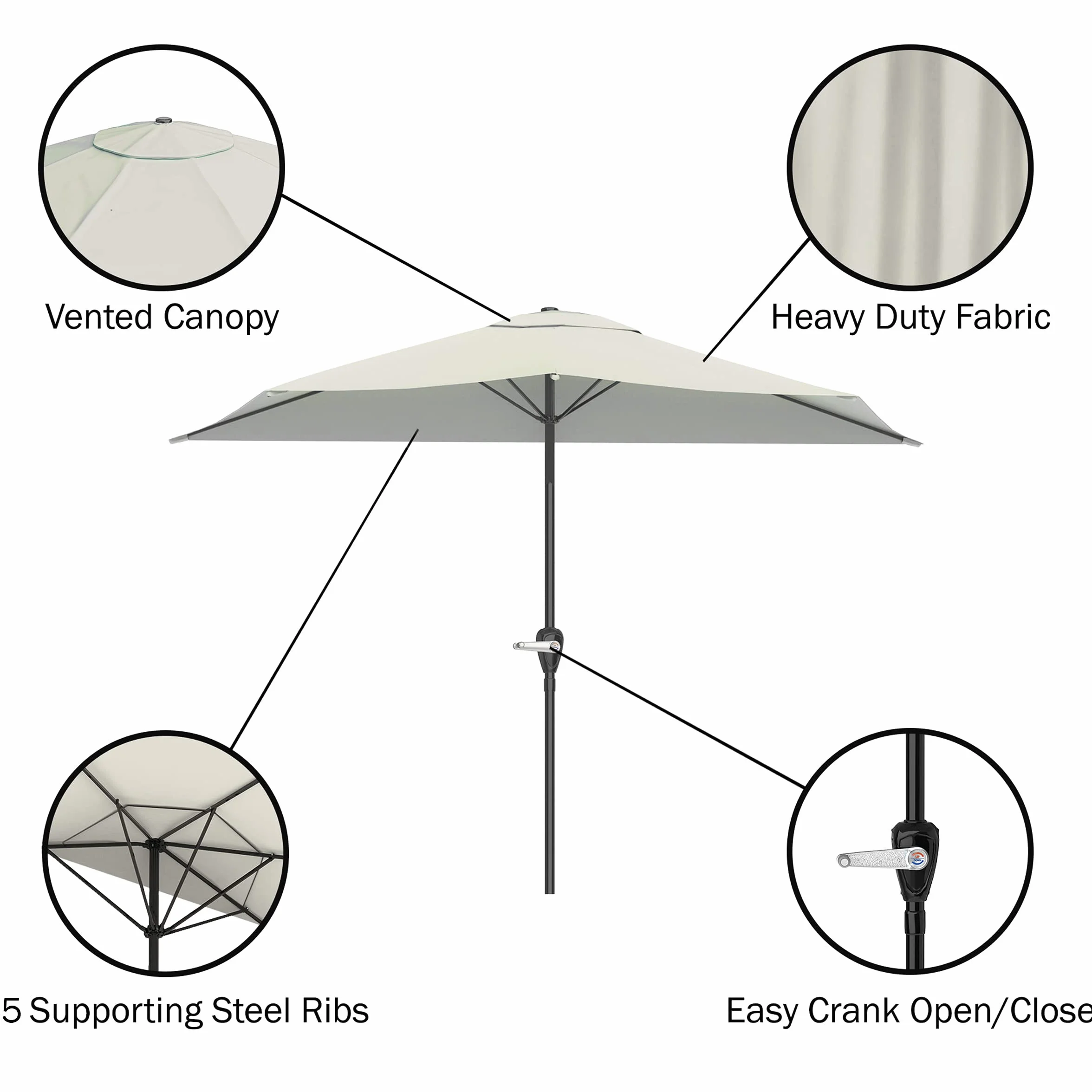 Parasol tarasowy 9-stopowy z korbą na balkon werandę