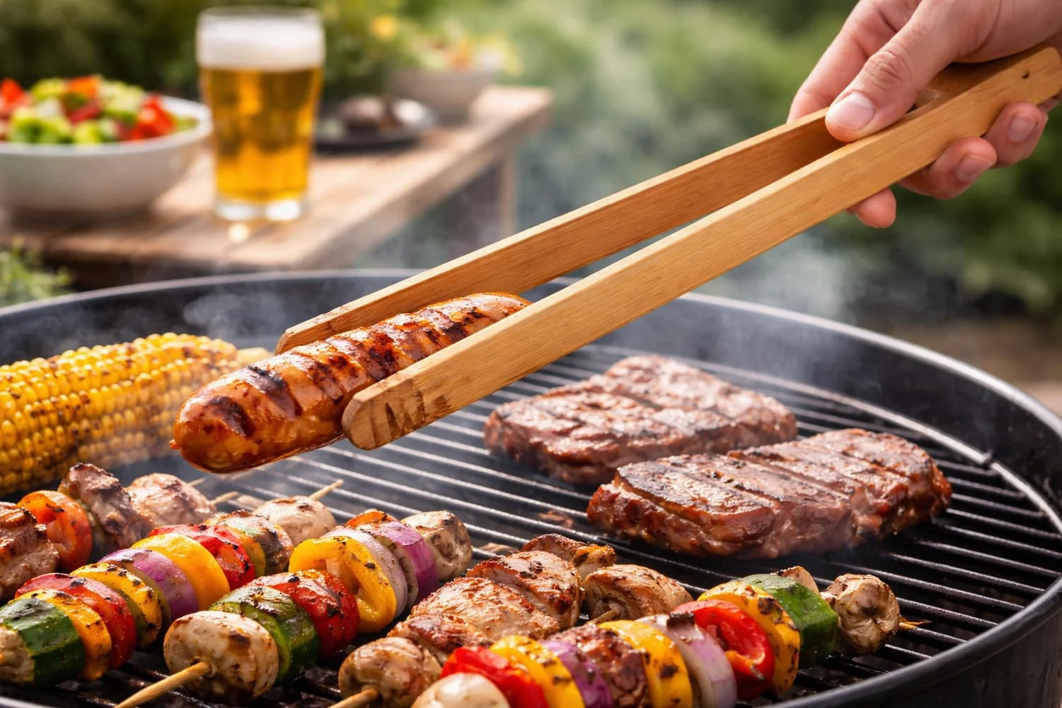 teemando® Szczypce do grilla ze szlachetnego drewna wiśniowego 30 cm