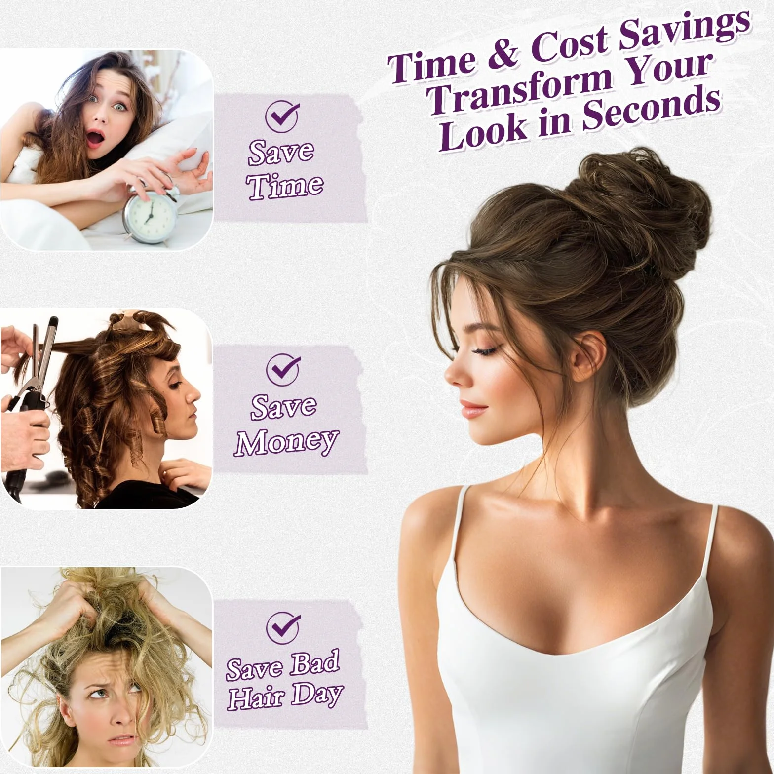 BARSDAR 2 sztuki treski Messy Bun z gumową taśmą, przedłużenie włosów dla kobiet, syntetyczne włosy, wysoko upięte fryzury, grube włosy, przedłużanie włosów, średni kasztanowy brąz, 2 sztuki