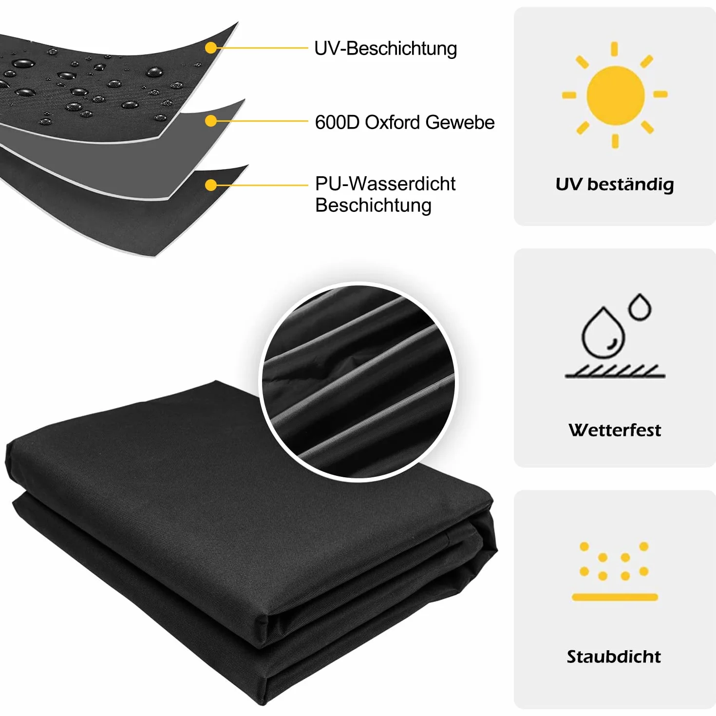 Pokrowiec ochronny na kosz plażowy 600D Oxford 2-osobowy 110x120 cm wodoszczelny