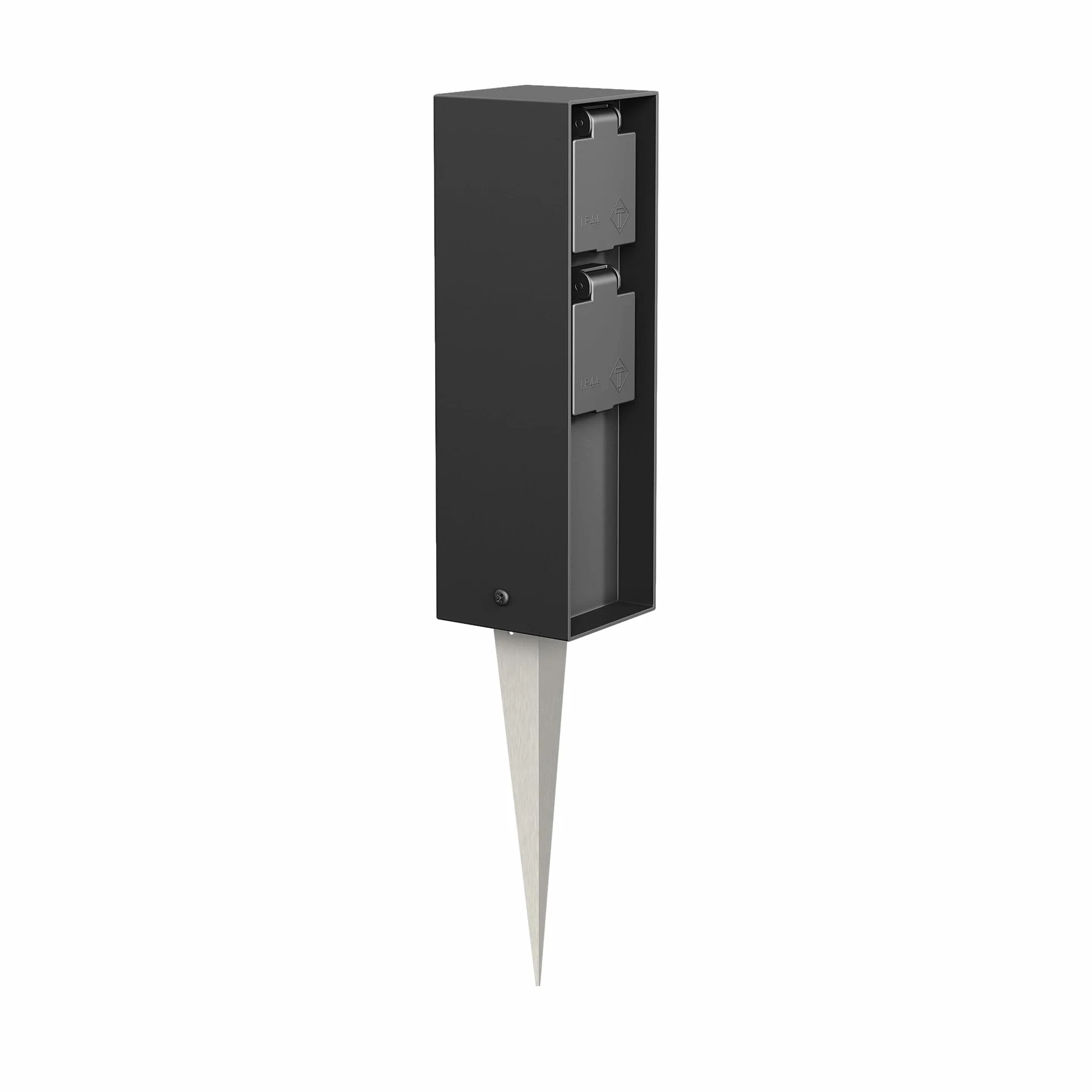 ledscom.de Gniazdo ogrodowe POKU IP44 2-drożne czarne kwadratowe 23cm