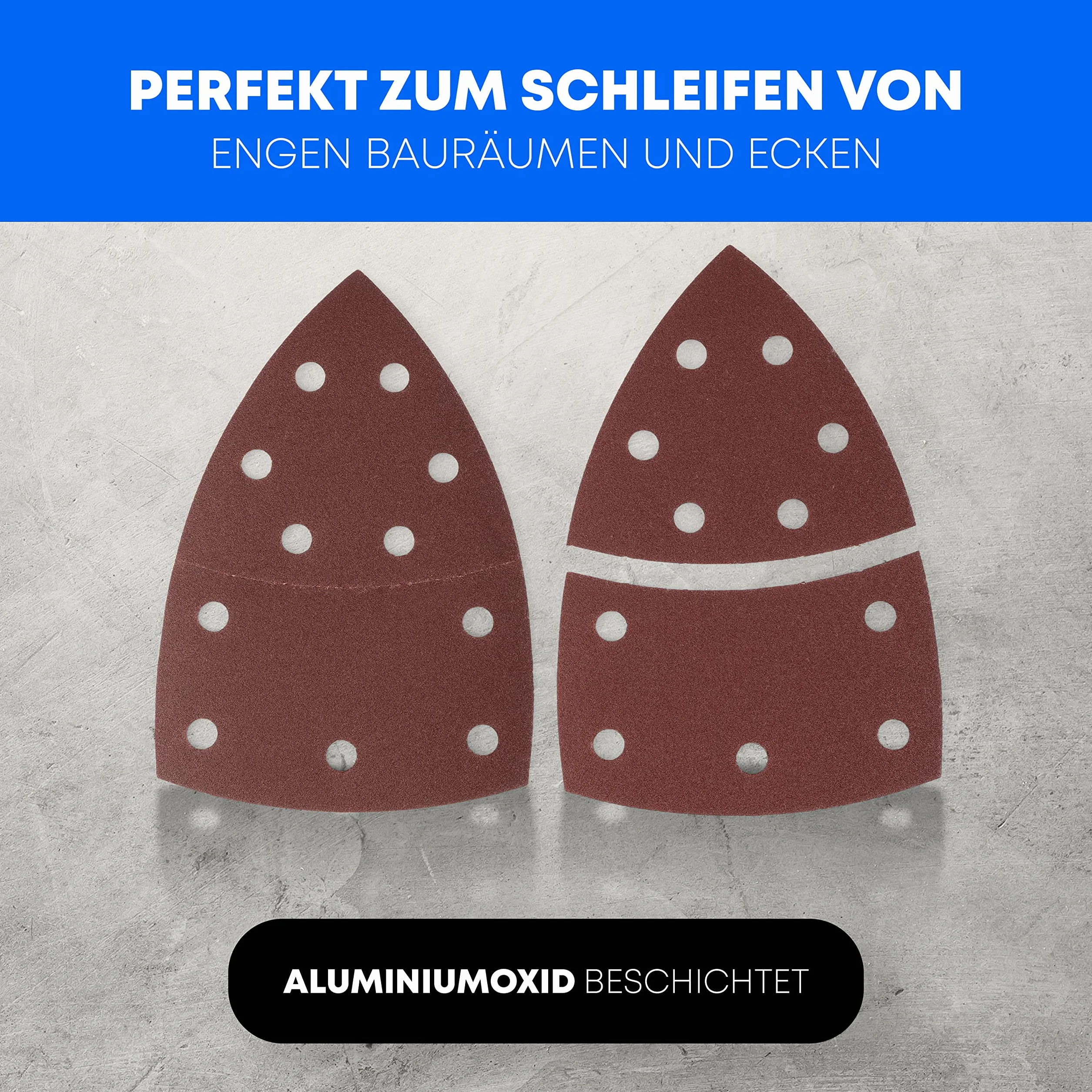 50 sztuk/trójkąty szlifierskie Prio / 11-otworowe / 105 x 152 mm/ziarnistość 80 / do szlifierek szlifierskich / trójkątnych podkładek szlifierskich / papieru ściernego