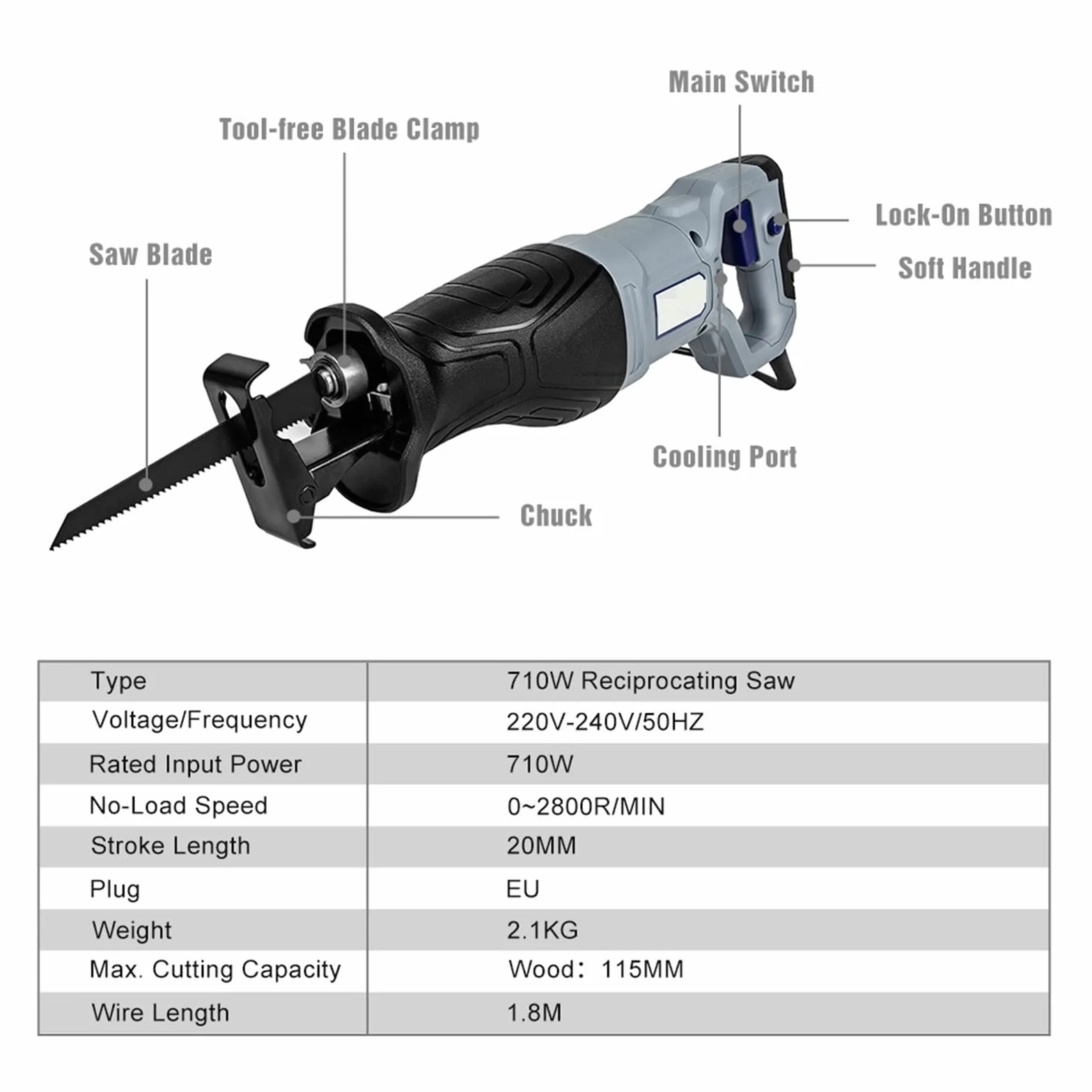 Miniaturowa piła stołowa 710W elektryczne piły szablaste narzędzia do cięcia drewna elektronarzędzia piła elektryczna z brzeszczotami(Normal plug)
