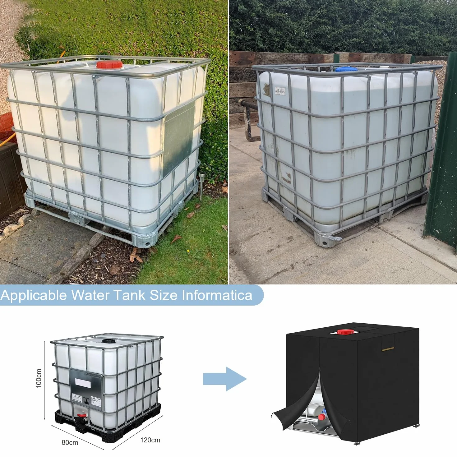 VANSHEIM IBC pokrowiec na zbiornik na wodę 120 x 80 x 100 cm