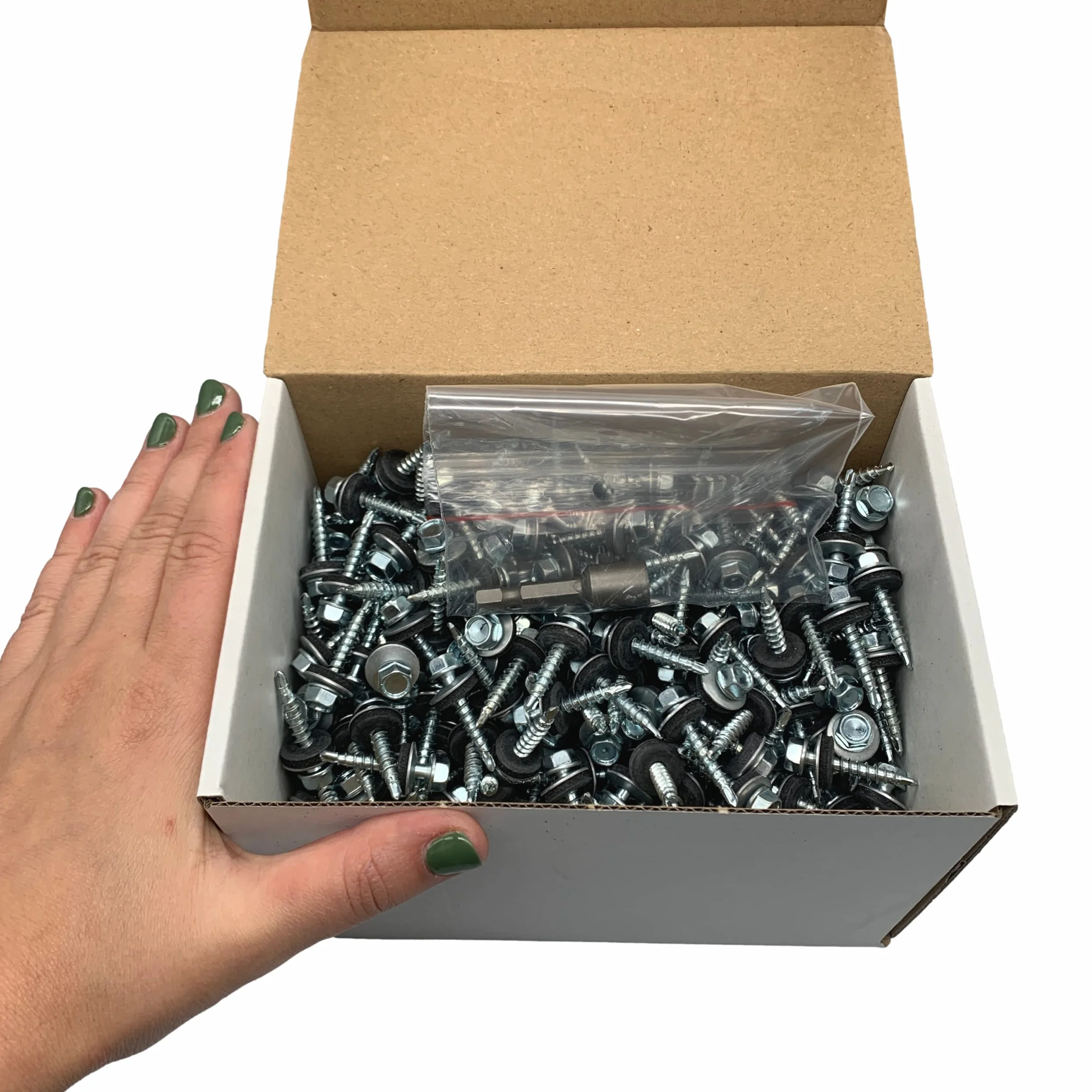 (500 sztuk) DIN 7504-K stal cynkowana 4,8 x 28 mm śruby samowiercające z podkładkami EPDM, głowica podkładki sześciokątnej, śruba z blachy, samogwintująca (500, 4,8 x 28 mm)
