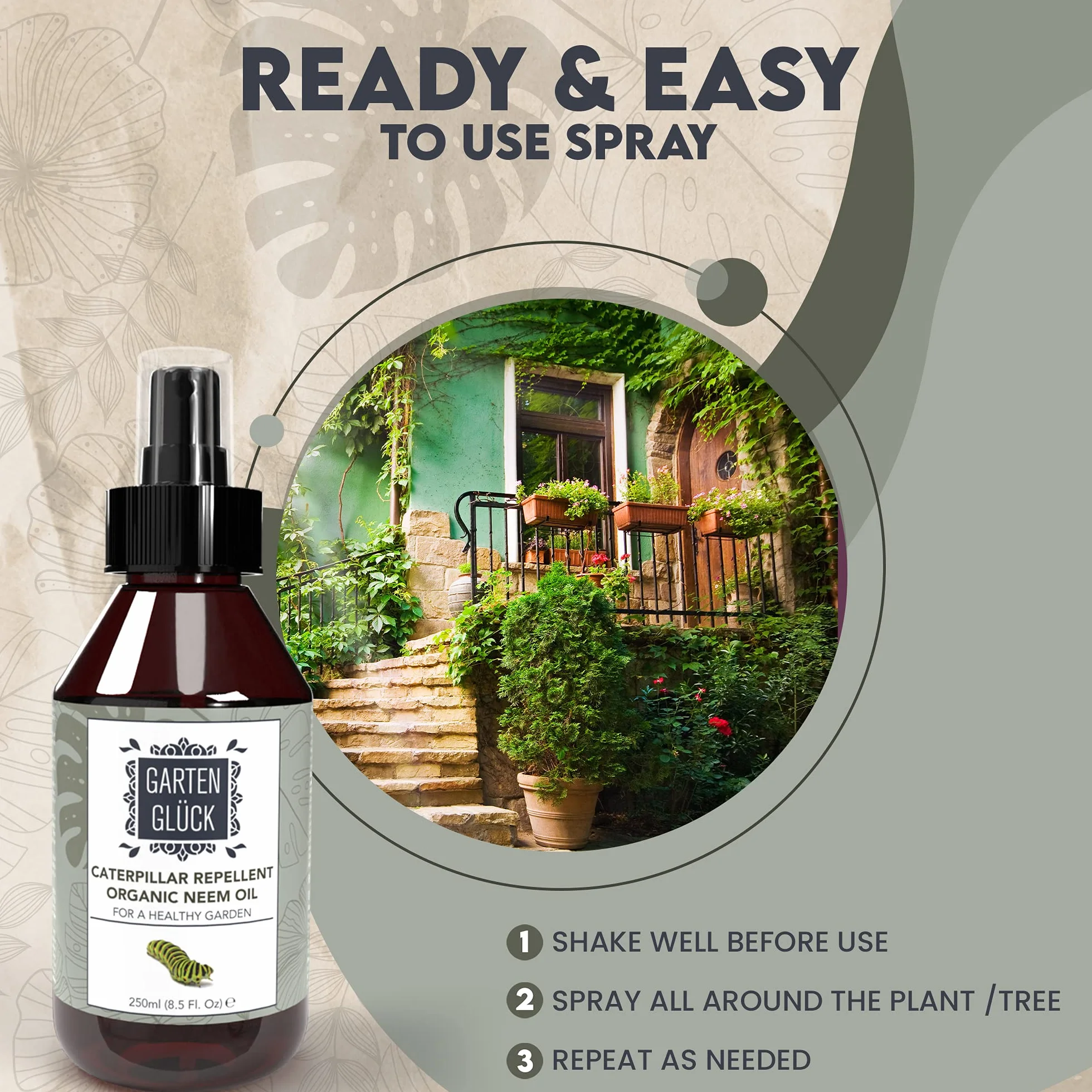 Neem Oil dla Roślin Spray 250 ml - Środek odstraszający mszyce, omacnice bukszpanowe