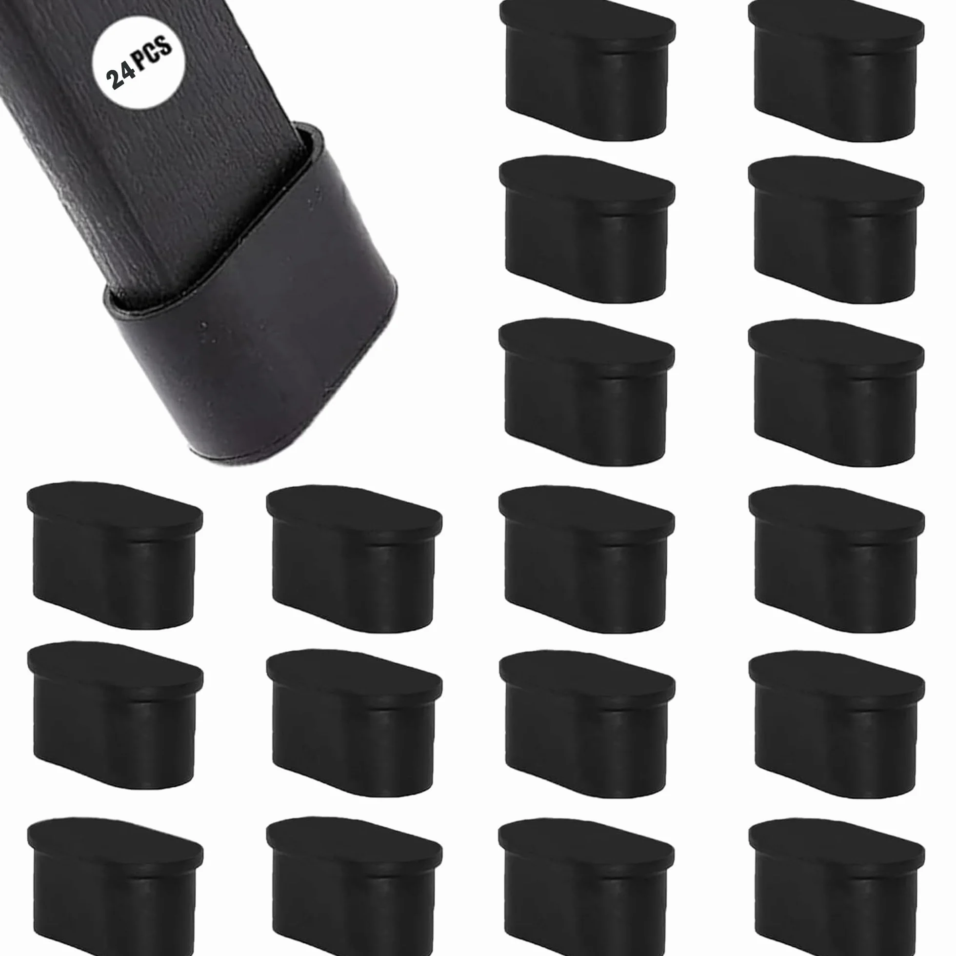 24 sztuk pokrowce na nogi owalne plastikowe czapki czarne antypoślizgowe antypoślizgowe do ochrony podłogi na nogi krzesła, nogi stoły, nogi meblowe(20 x 40 mm)