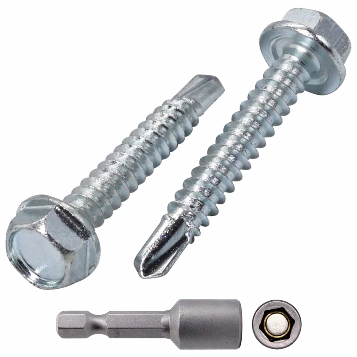 SKIR'CO (50 szt.) DIN 7504 K Stal ocynkowana 4,2 x 32 mm śruby, samoniercająca się śruba do blachy metalowej, łeb sześciokątny