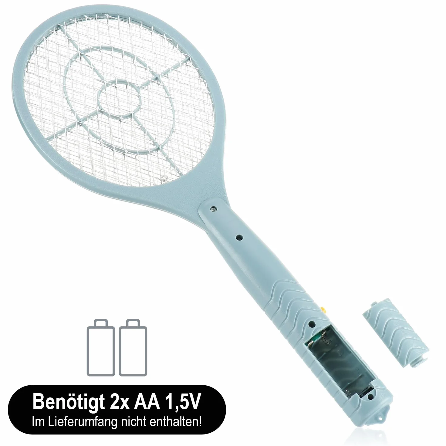 COM-FOUR® 2x Elektryczna Packa na Muchy 46 cm, Rakieta na Komary na Baterie, Urzadzenie do Zwalczania Owadów, Lapka na Muchy do Domu i Ogrodu [Kolory Losowe] (2 sztuki - mix kolorów)
