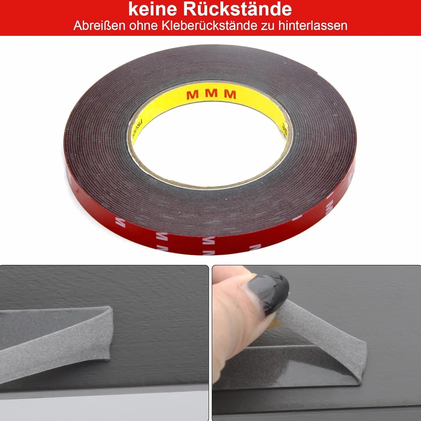 3M Dwustronna taśma klejąca 3M VHB– wodoodporna montażowa, odporna na wysokie temperatury, 10 m x 12 mm, mocna taśma do montażu na ścianie, taśmy LED, dekoracja domu i biura