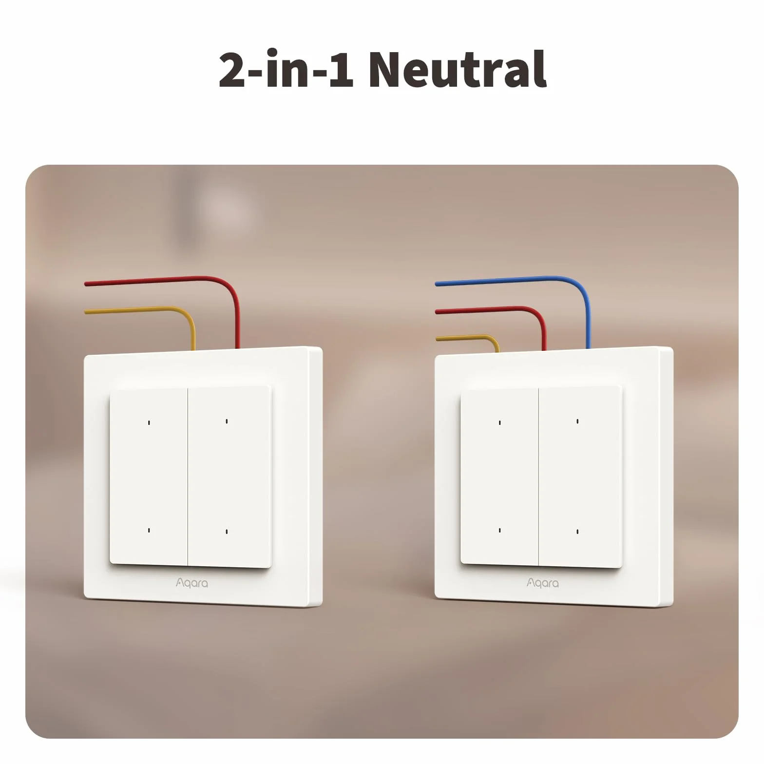 Aqara Włącznika światła H2 EU (2-w-1 Neutralny, 4 Przycisków 2 Kanały), Protokół Thread/Zigbee, Inteligentny Włącznik Ścienny, Wspiera Apple Home, Alexa, Google Home i Home Assistant, Matter