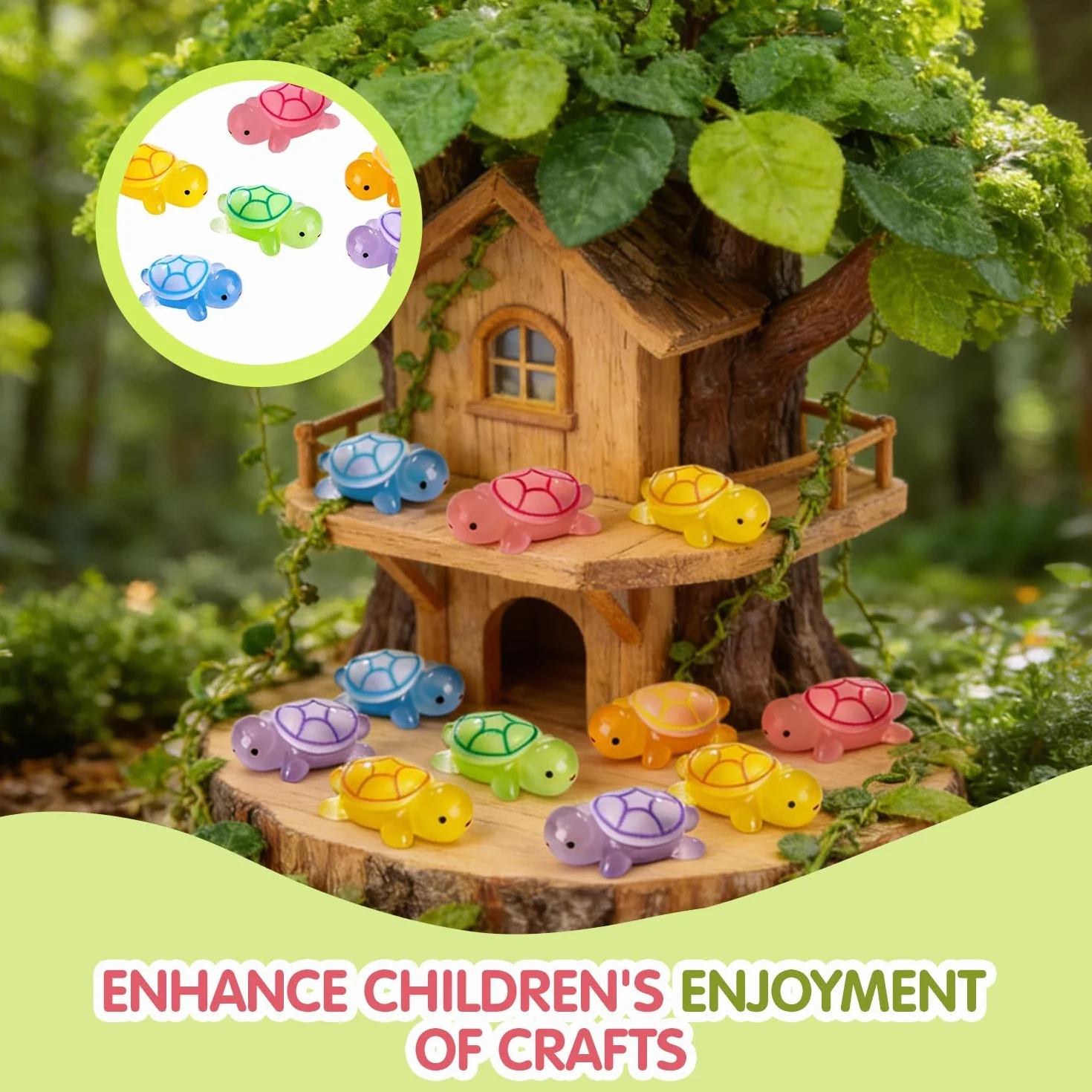 Mini świecące żółwie z żywicy 3,2 cm, figurki do ogrodu, akwarium, dekoracji DIY