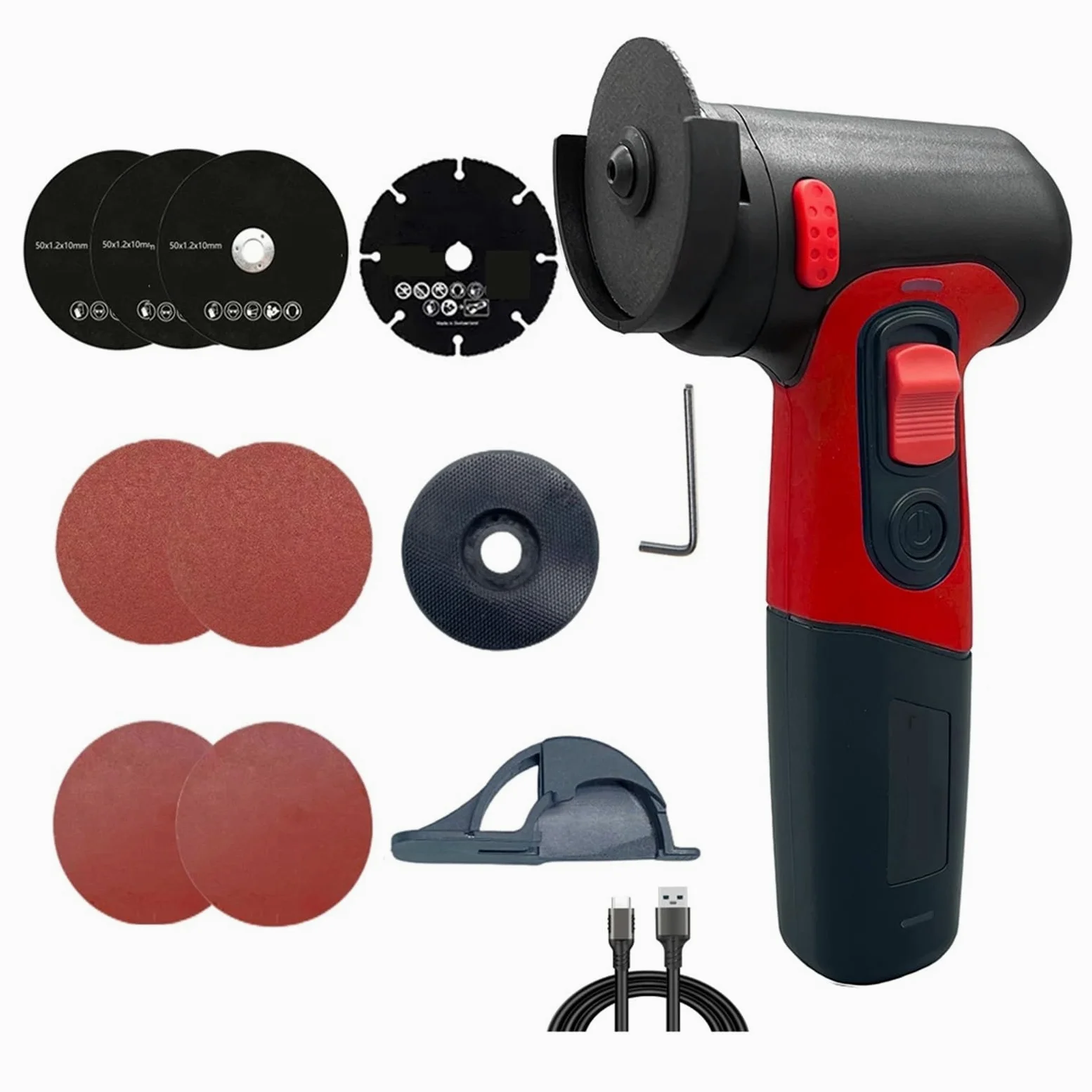 Szlifierka elektryczna Bezprzewodowa szlifierka kątowa Mini szlifierka USB akumulator litowy szlifierka szlifierka cięcie DIY elektronarzędzia Uzyskaj optymalne rezultaty szlifowania(Rood)